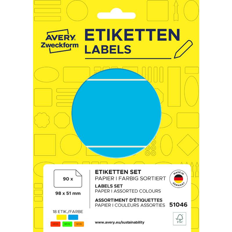 AVERY Zweckform Vielzweck-Eiketten, 98 x 51 mm, farbig