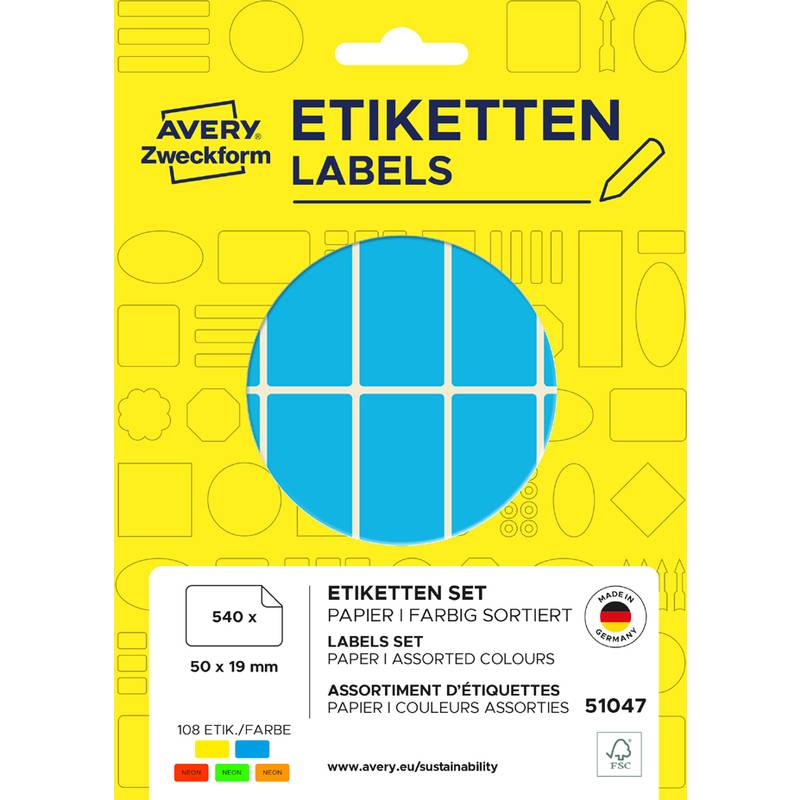 AVERY Zweckform Vielzweck-Etiketten, 50 x 19 mm, farbig