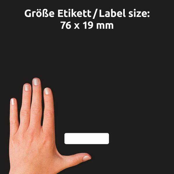 Namens Etikett 76x19mm weiß 120 Stück Folie