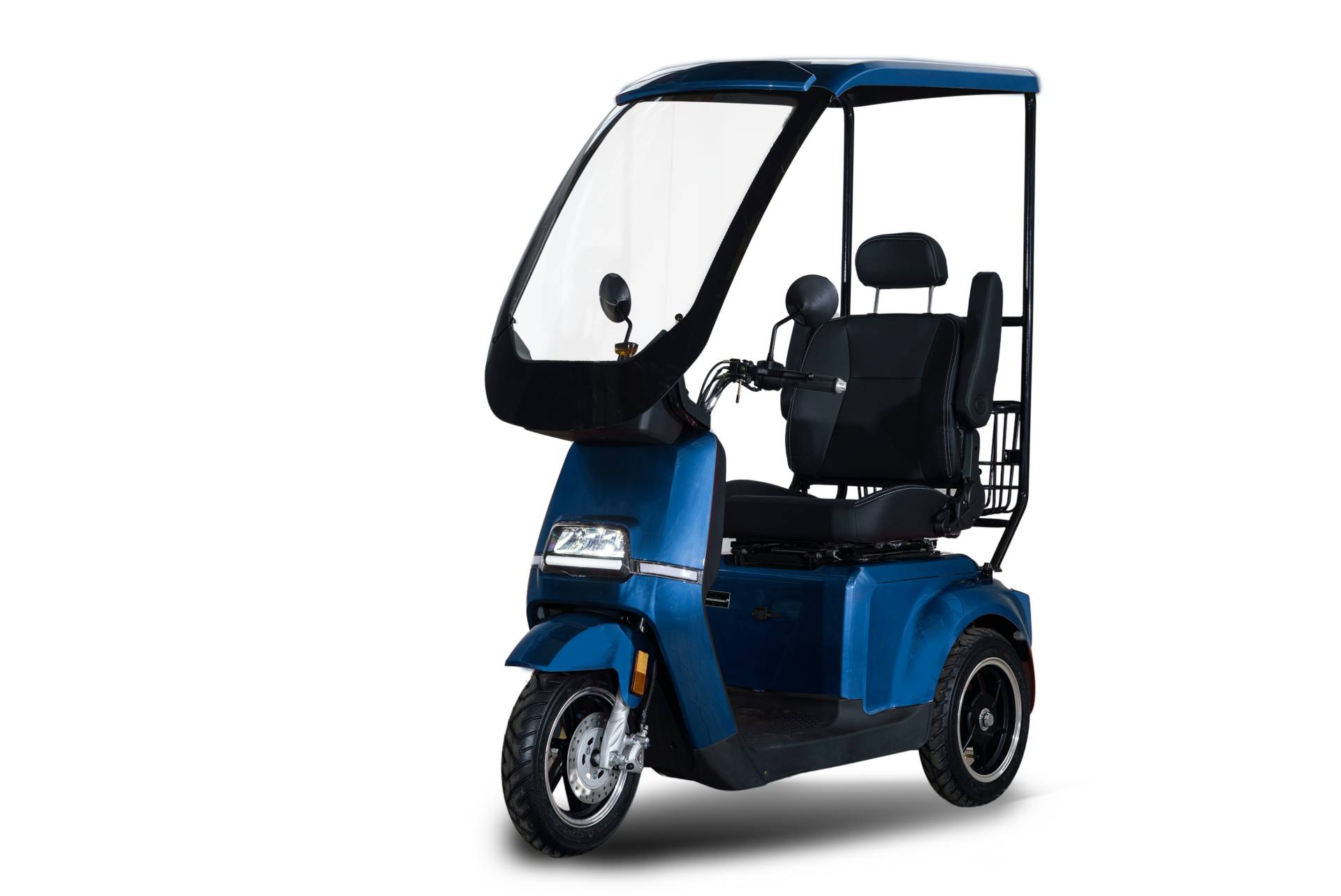 R5 Elektro-Dreiradroller 25 km/h - blau, mit extra Überdachung