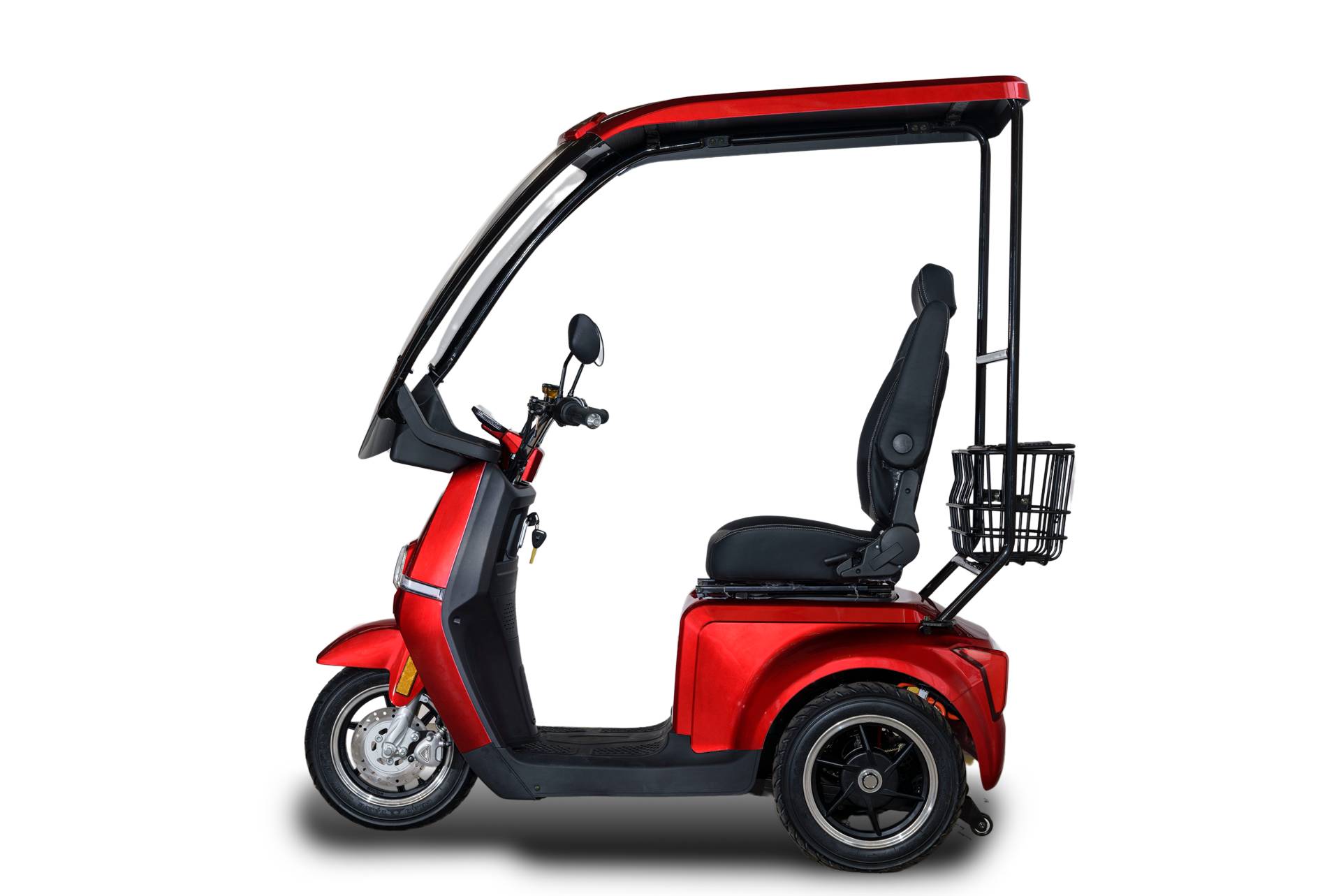 R5 Elektro-Dreiradroller 25 km/h - rot, mit extra Überdachung