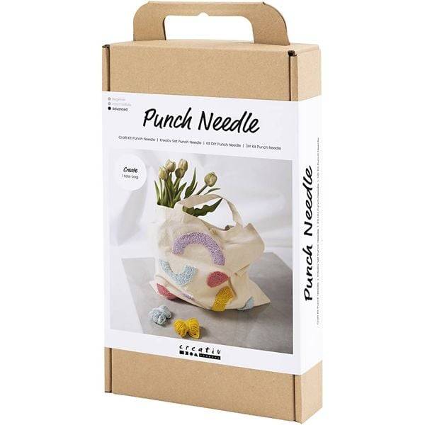 Creativ Company DIY Sets Sticken & Nadelstanzen Kreativ Set Punch Needle, Pastellfarben, , Einkaufstasche, Kreativ Box