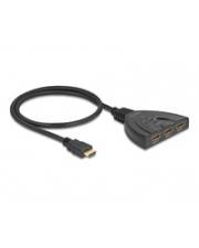 Delock HDMI Switch 3 x in zu 1 out 8K 60 Hz mit integriertem Kabel 0,6 m
