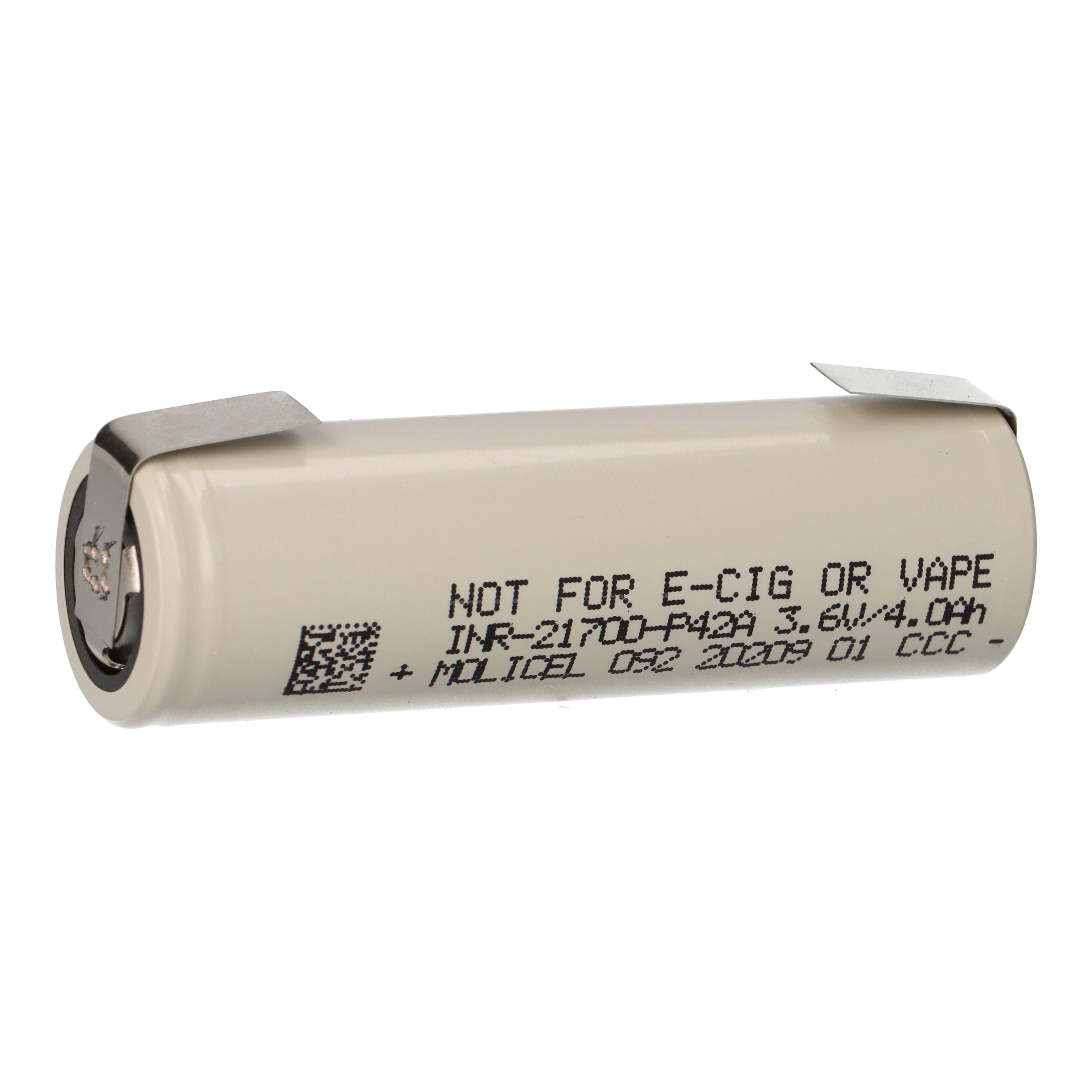 Molicel INR21700-P42A Li-Ion Akku 21700 3,6 V 4.200 mAh – U-Lötfahne