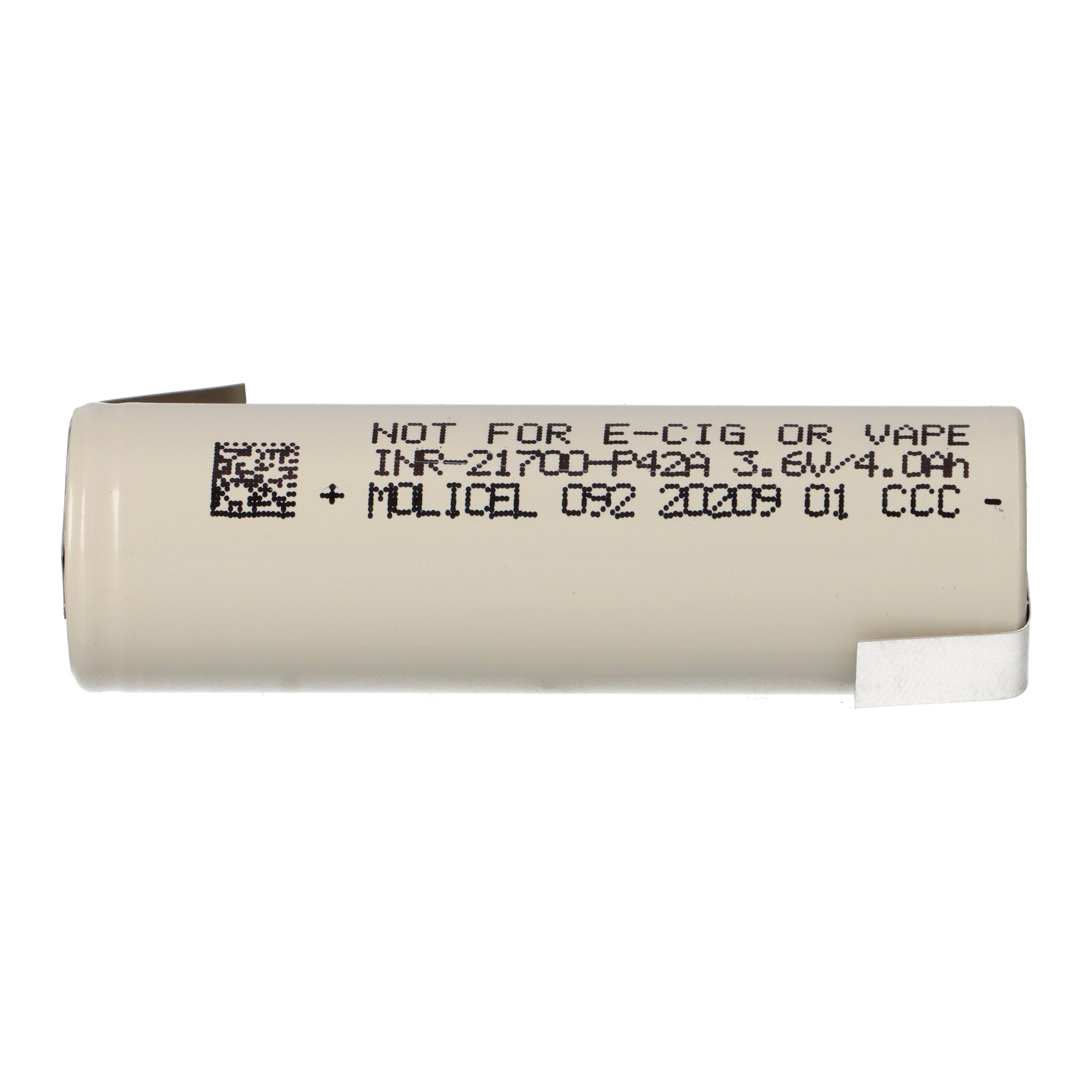 Molicel INR21700-P42A 3,7V 4200mAh 45A Li-Ion 21700 Akku flat top Z-Lötfahne