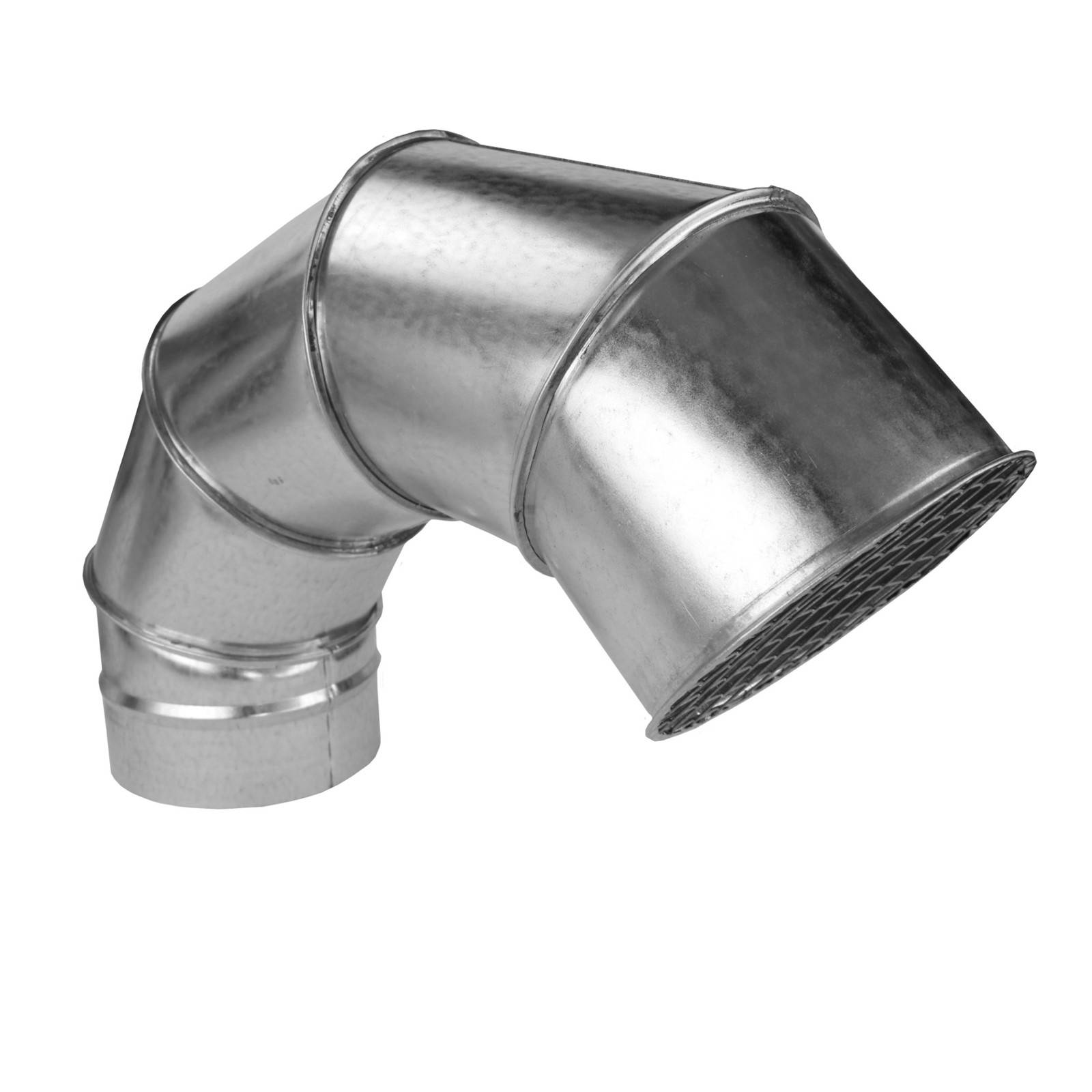 Bogen 135° Wickelfalzrohr Dachauslass Segmentbogen Schmutzgitter Vogelgitter Ø 125 mm