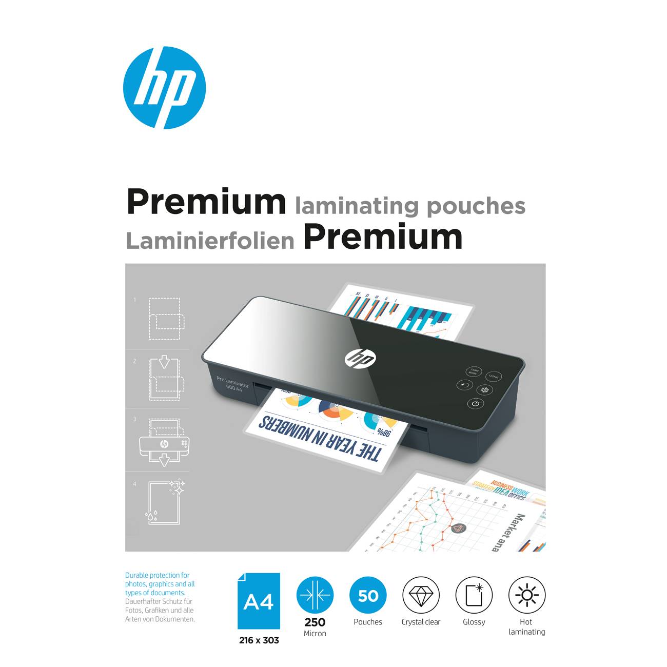 HP Laminierfolien Premium A4 250 Micron 50x Multimedia-Technik