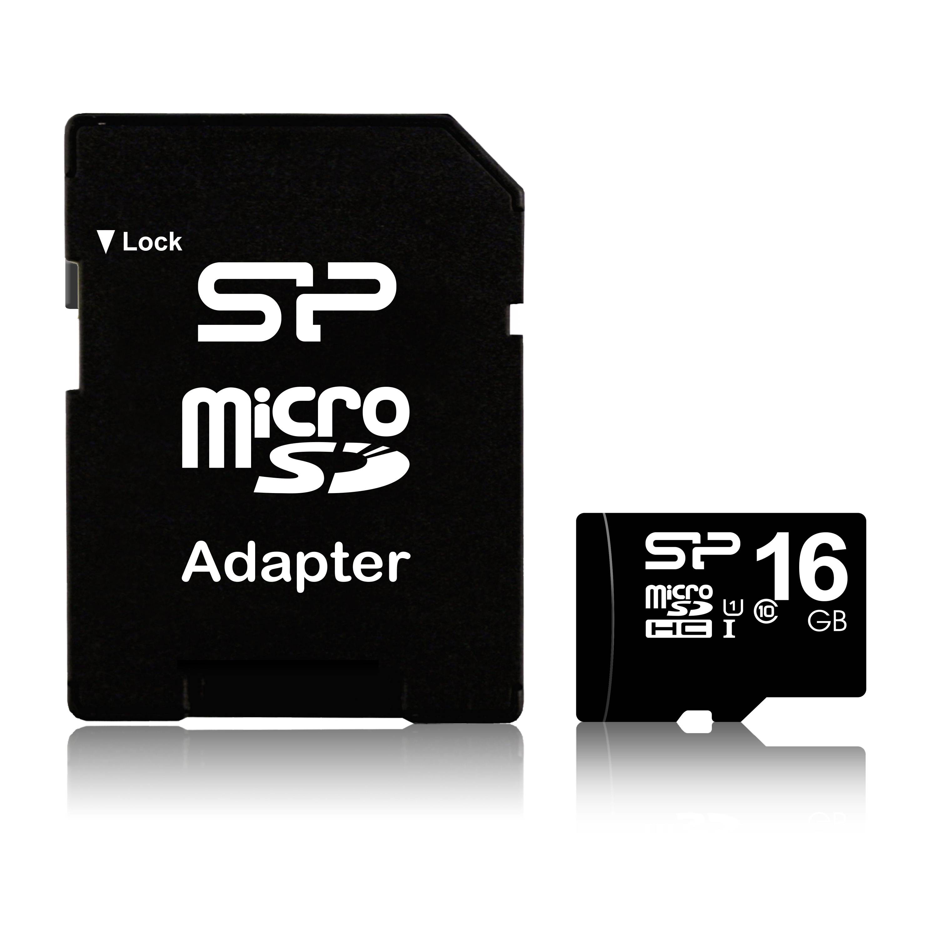 Silicon Power MicroSD Card 16GB SDHC CL.10 inkl. Adapter Multimedia-Technik Micro SD Karten