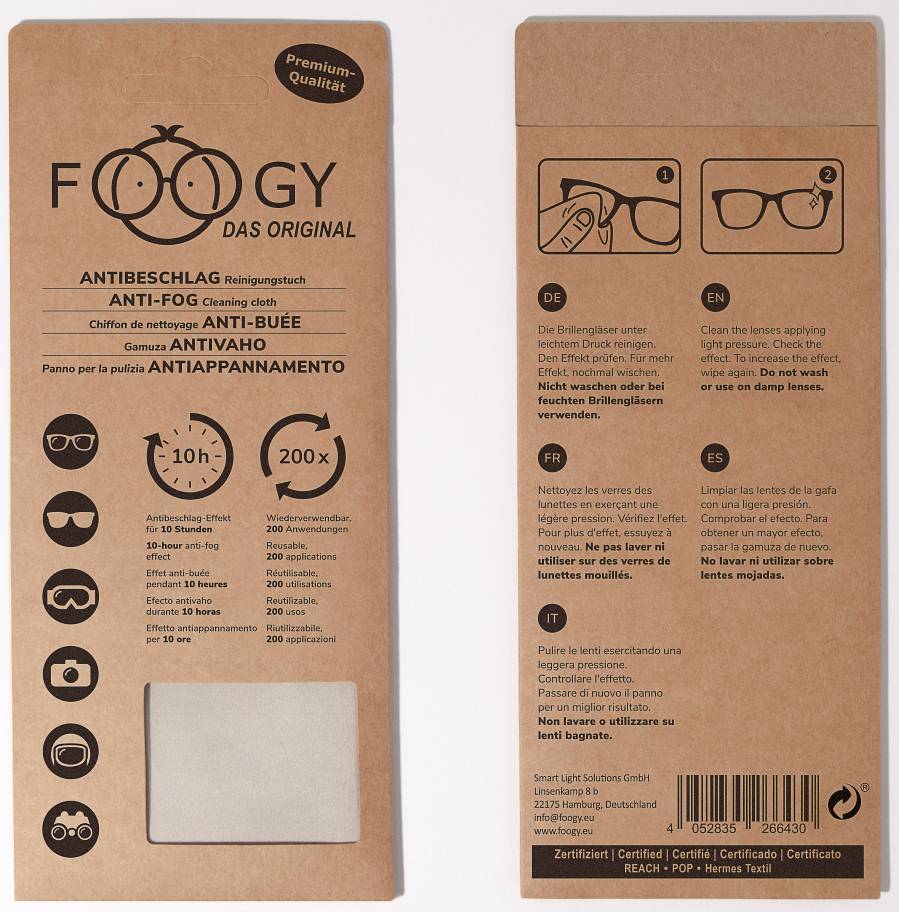 Foogy Brillen Antibeschlag- und Reinigungstuch Mikrofaser retail Multimedia-Technik Reinigung