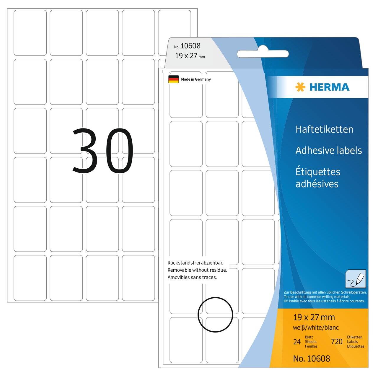 HERMA Vielzwecketiketten weiß 19x27 mm ablösbar 720 St. Multimedia-Technik Etiketten