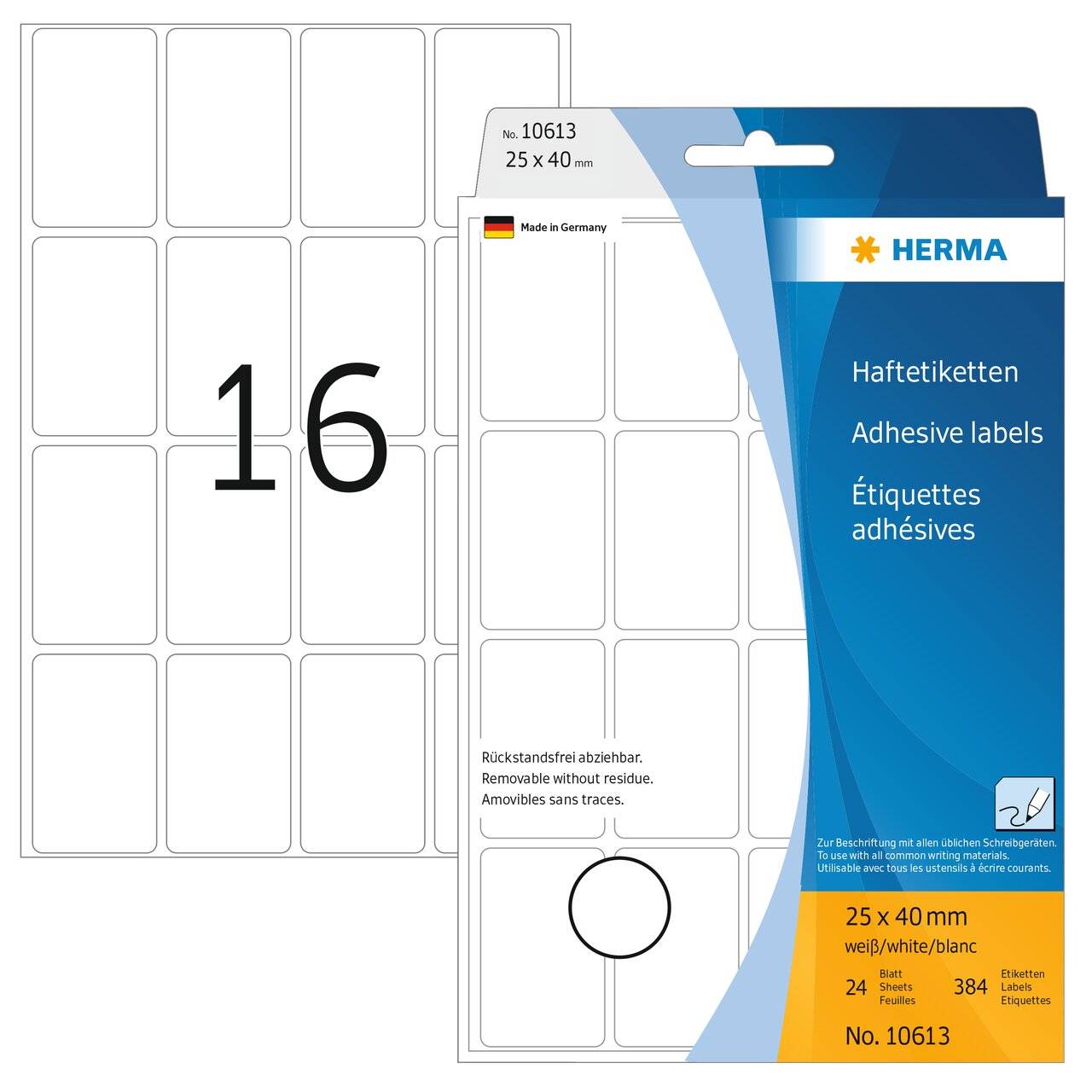 HERMA Vielzwecketiketten weiß 25x40 mm ablösbar 384 St. Multimedia-Technik Etiketten
