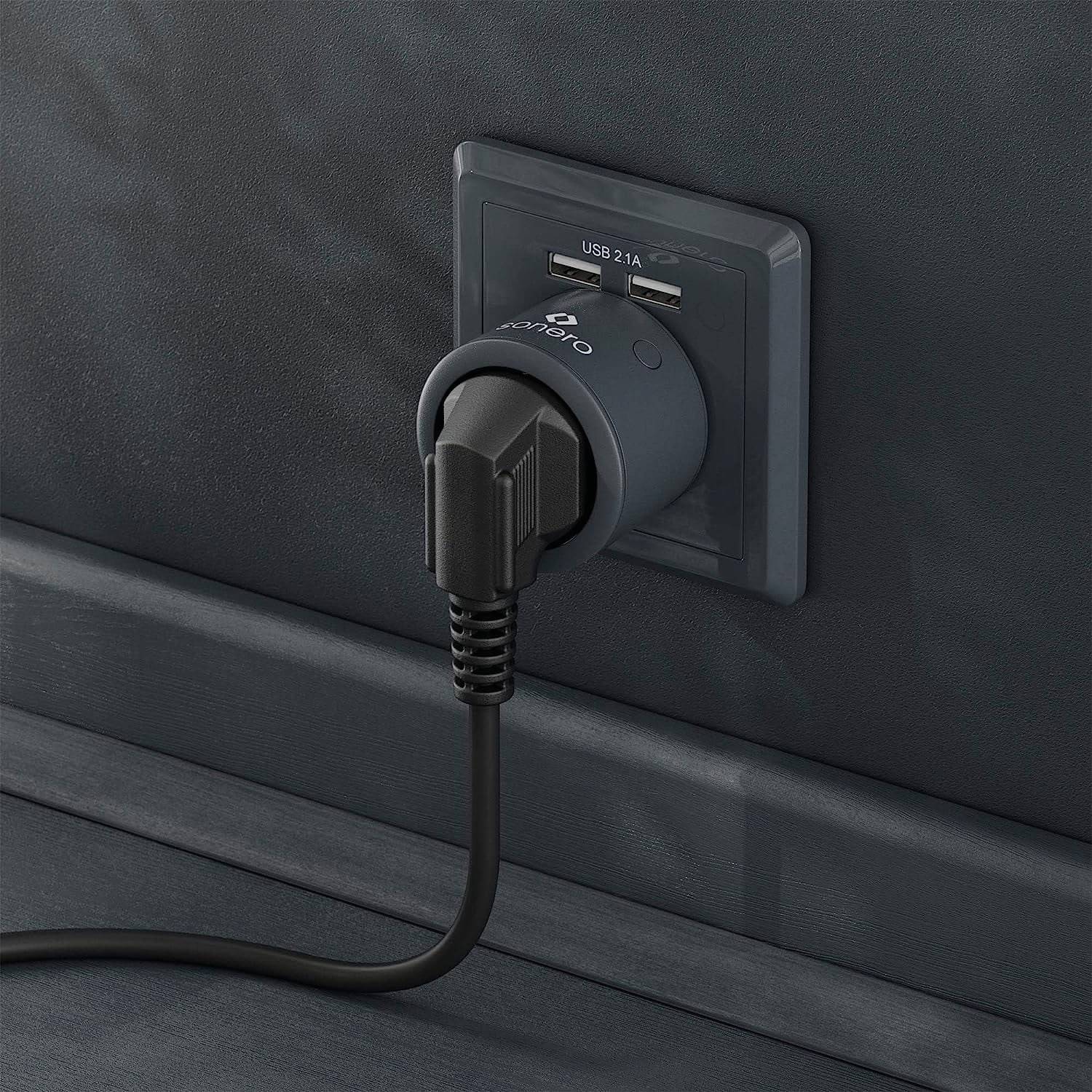 SONERO Funksteckdosen Set, 1 Sender, 4 Empfänger, anthrazit