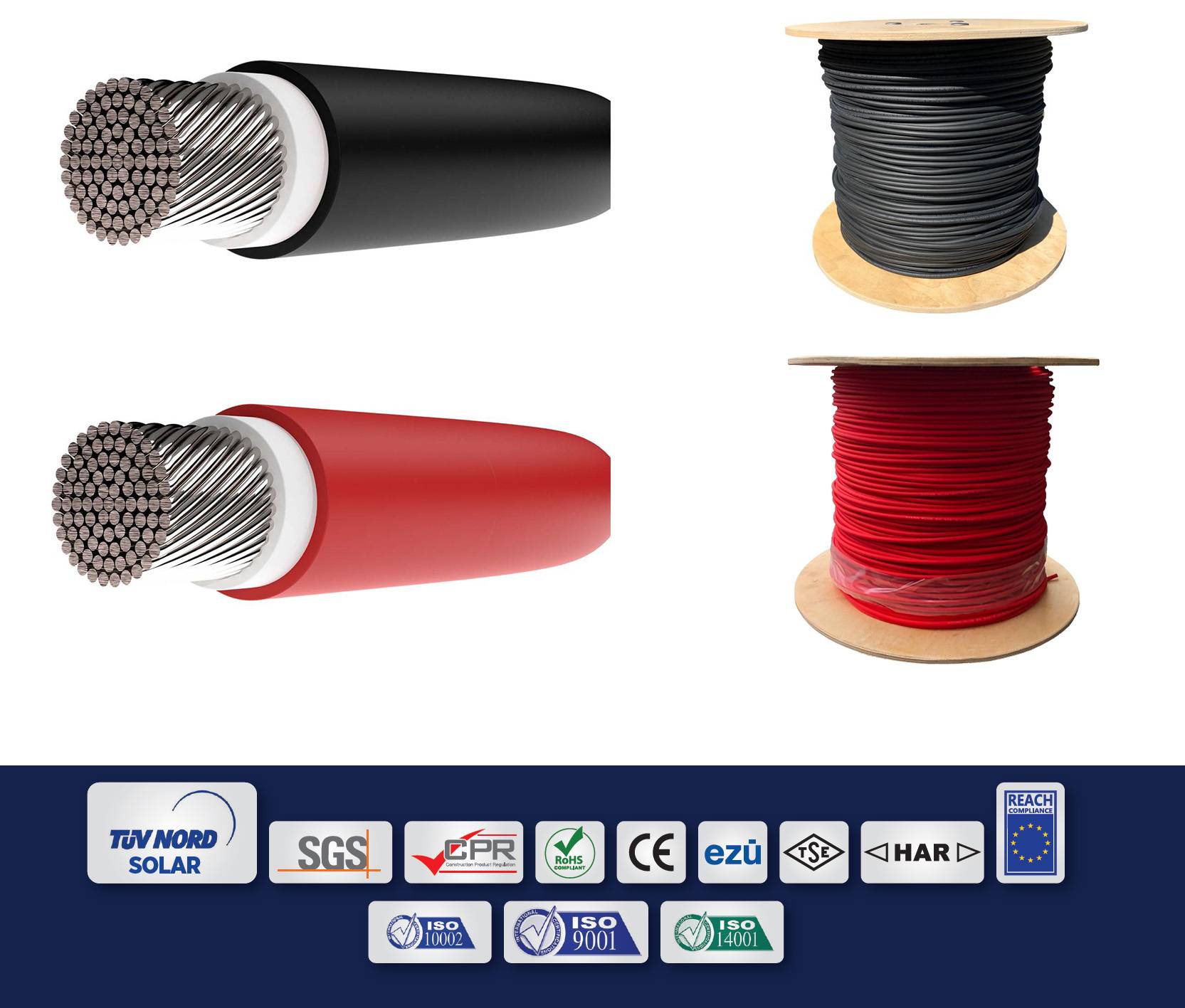 NAK Solarkabel 6mm2 PV Kabel H1Z2Z2-K Rot 50m