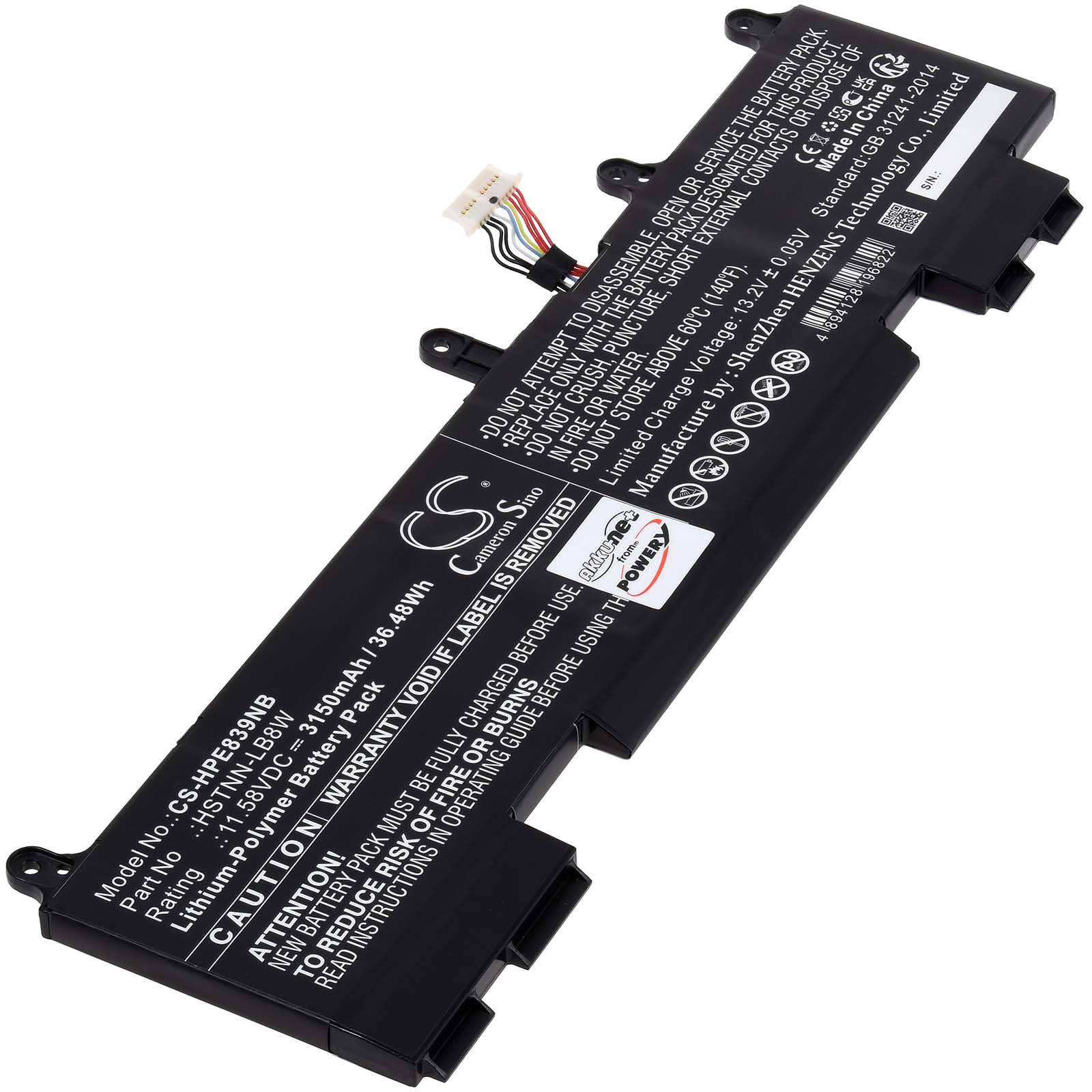 Powery Akku kompatibel mit HP Typ HSTNN-LB8W, 11,58V, Li-Polymer