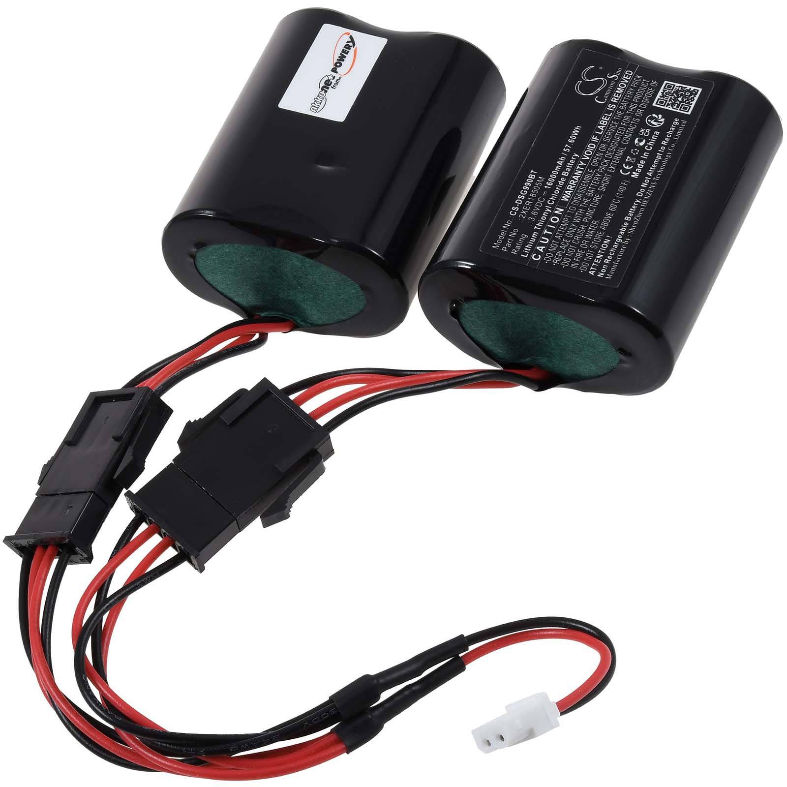 Powery Lithiumbatterie-Pack für Sirene Visonic MCS-720B / MCS-740 / Typ 2XER18505M Steckertyp beachten, 3,6V, Lithium-T