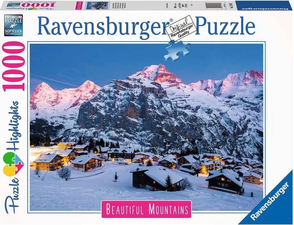 RAVENSBURGER Puzzle Dechberoucí hory: Bernská vysoč ina, Murren ve &Scaron výcarsku 1000 dílků