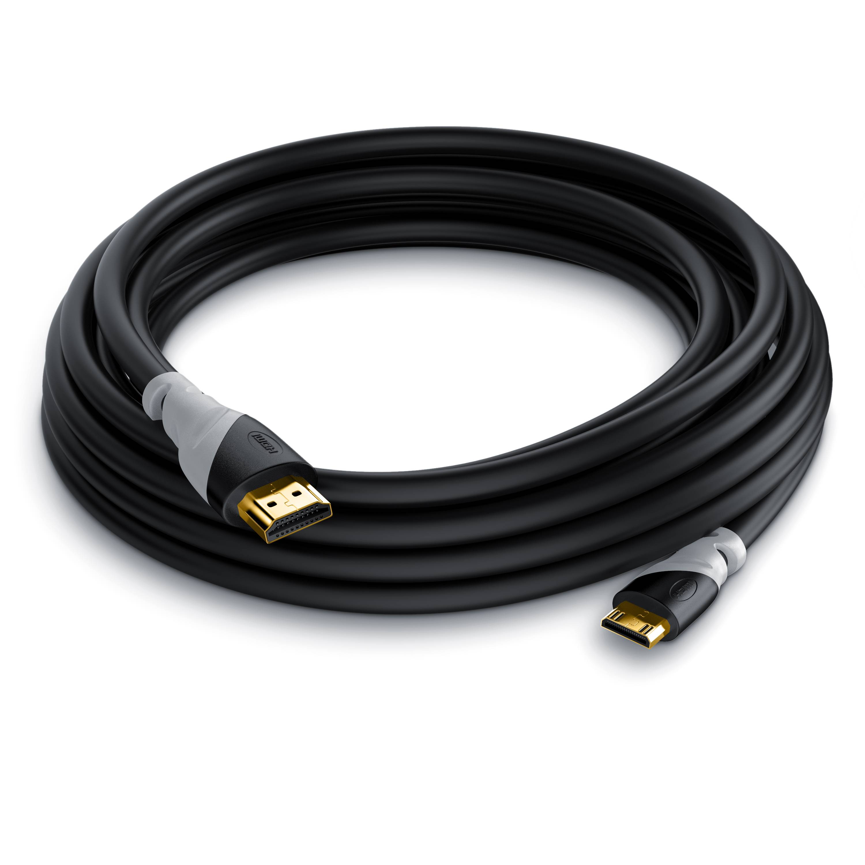 CSL HDMI Typ C (Mini) 2.0 zu HDMI Typ A Kabel, Ultra HD, UHD, 2160p, 4k bei 30 Hz, 1080p, 3D, Ethernet - 3m