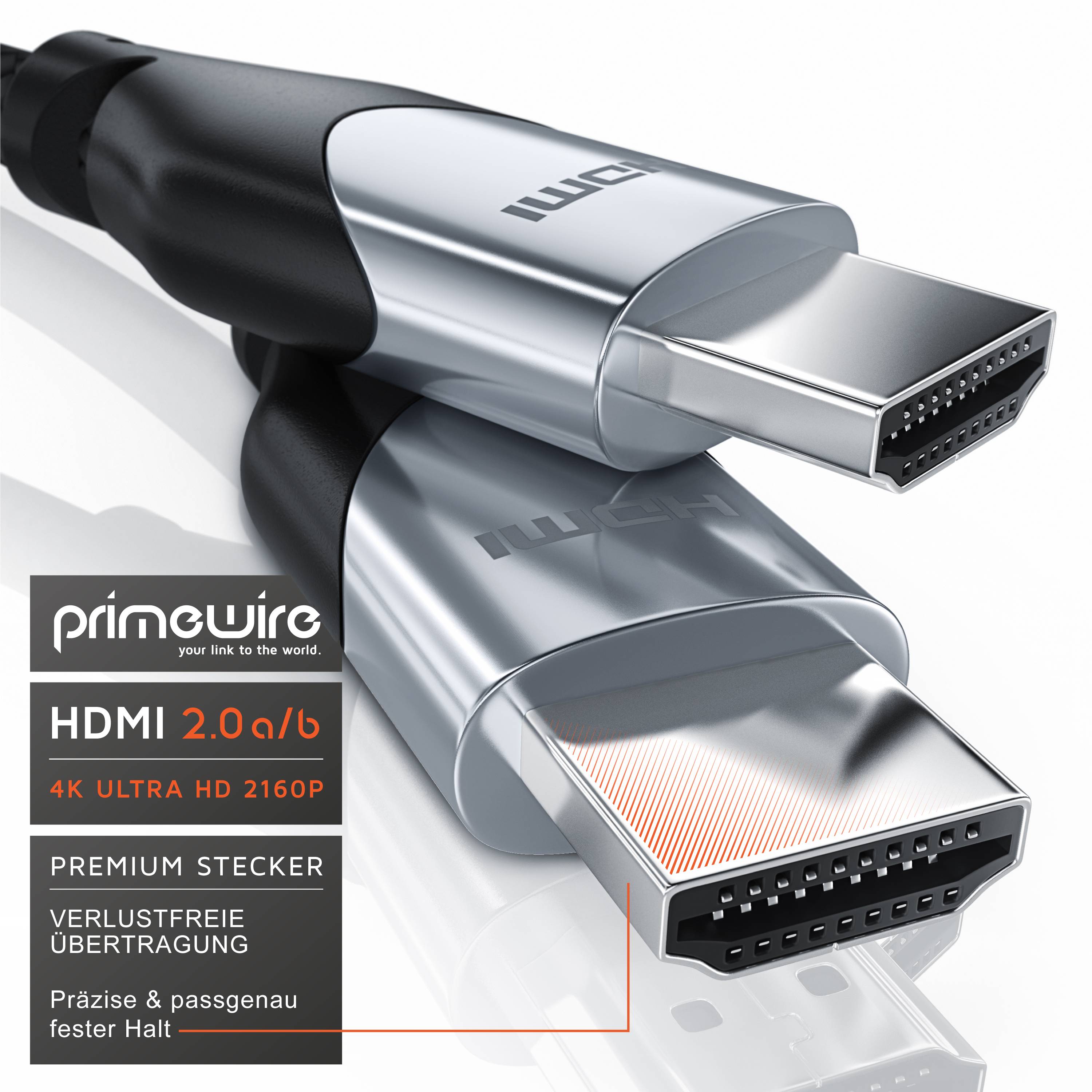 Primewire HDMI-Kabel 2.0b, Ultra HD 4k 60Hz, 18 Gbit/s, 3D, ARC, CEC, HDCP, HDR, HDMI Typ A - 1m
