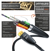 Primewire HDMI Kabel 2.1 Glasfaser, 8K 120Hz, 4k 240Hz, optisches Kabel HDR10+ 3D Ultra High Speed, Glasfaserkabel - 30m Primewire HDMI Kabel 2.1 Glasfaser, 8K 120Hz, 4k 240Hz, optisches Kabel HDR10+ 3D Ultra High Speed, Glasfaserkabel - 30m