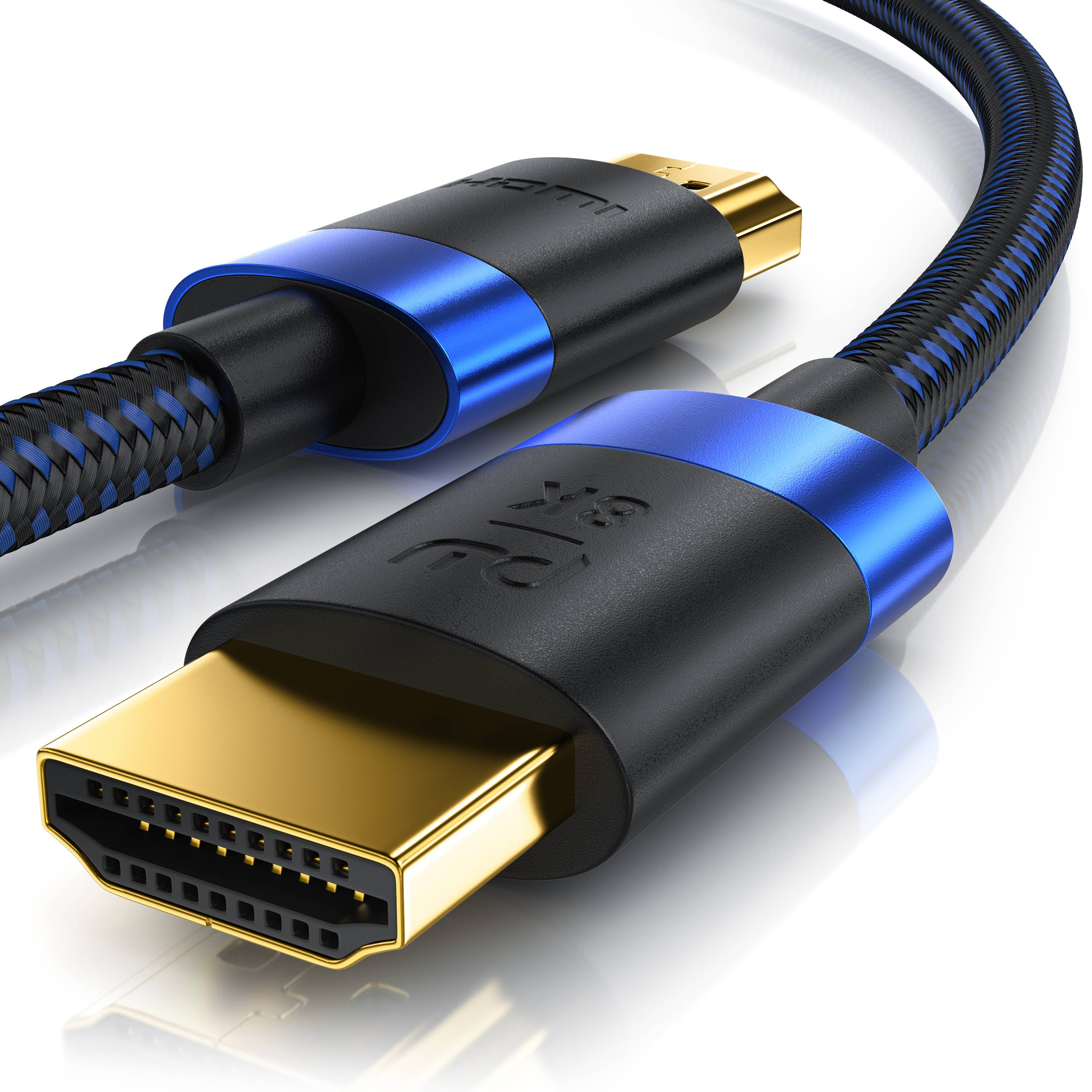 Primewire - 1,5m High Speed 8K HDMI Kabel 2.1, Ethernet ARC 3D 4K Ultra HD 7680x4320 @ 120 Hz HDTV Full HD, Schwarz/Blau