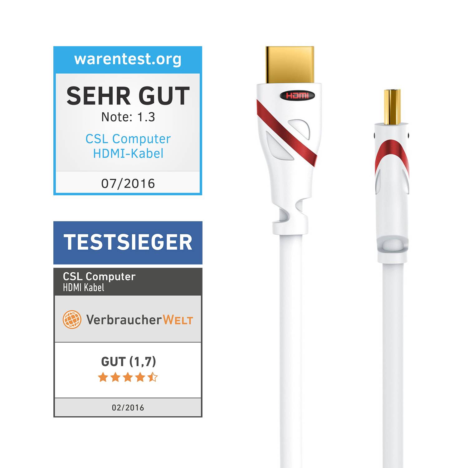 CSL 8k HDMI Kabel 2.1, 4K Ultra HD, UHD, Full HD, 3D, ARC, High Speed mit Ethernet, HDMI Typ A - 1,5m