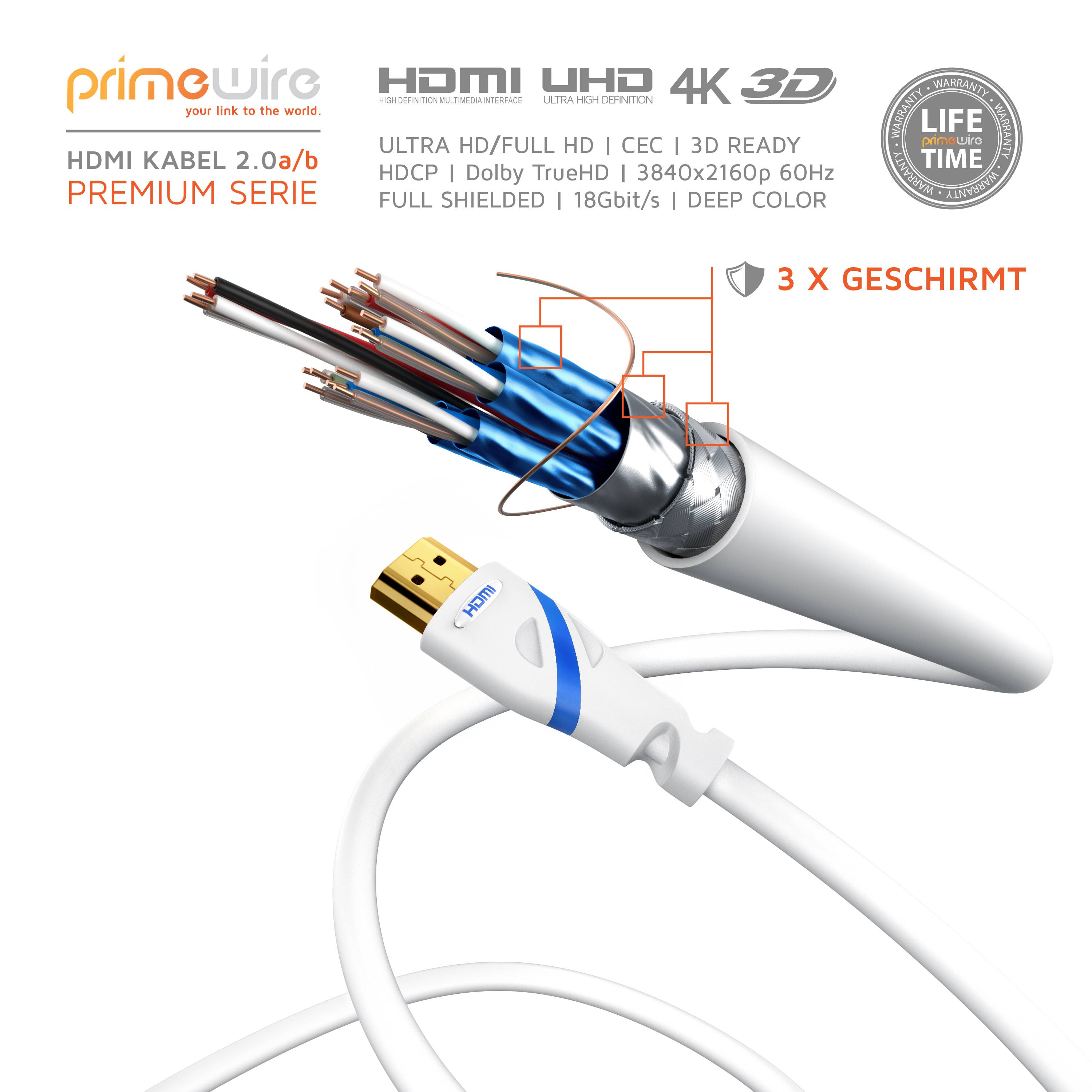 Primewire 8k HDMI-Kabel 2.1, Ultra HD Highspeed 4K 60Hz, Full HD, 3D, ARC, 18 GBit/s, HDMI Typ A - 1m