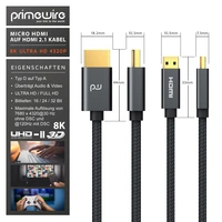 Primewire 8K HDMI 2.1 auf Micro HDMI Adapterkabel, 7680 x 4320 @ 120 Hz mit DSC - 2m Primewire 8K HDMI 2.1 auf Micro HDMI Adapterkabel, 7680 x 4320 @ 120 Hz mit DSC - 2m