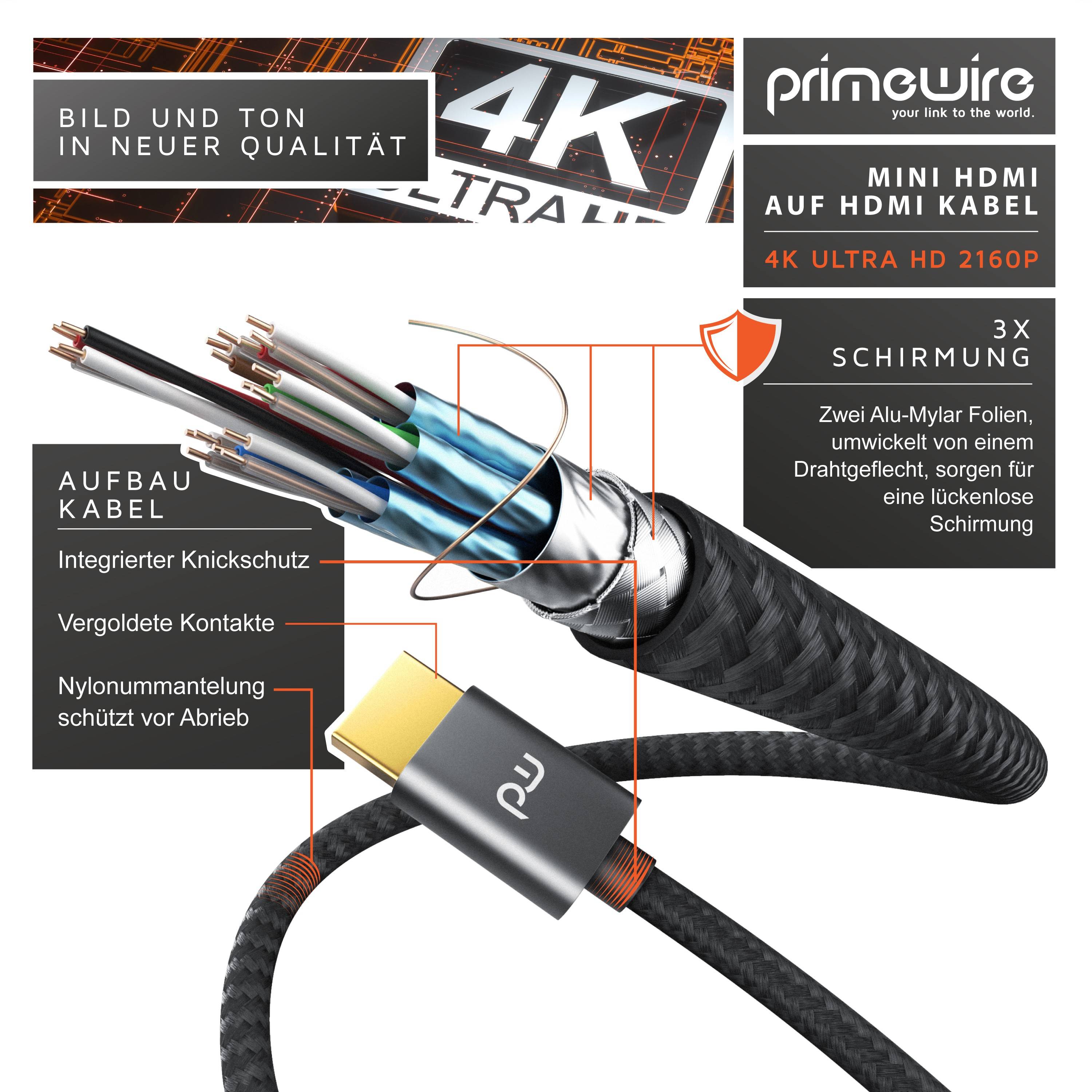 Primewire 8K HDMI auf Mini HDMI Adapterkabel 2.1, 4K 3840 x 2160 @ 60 Hz - 3m