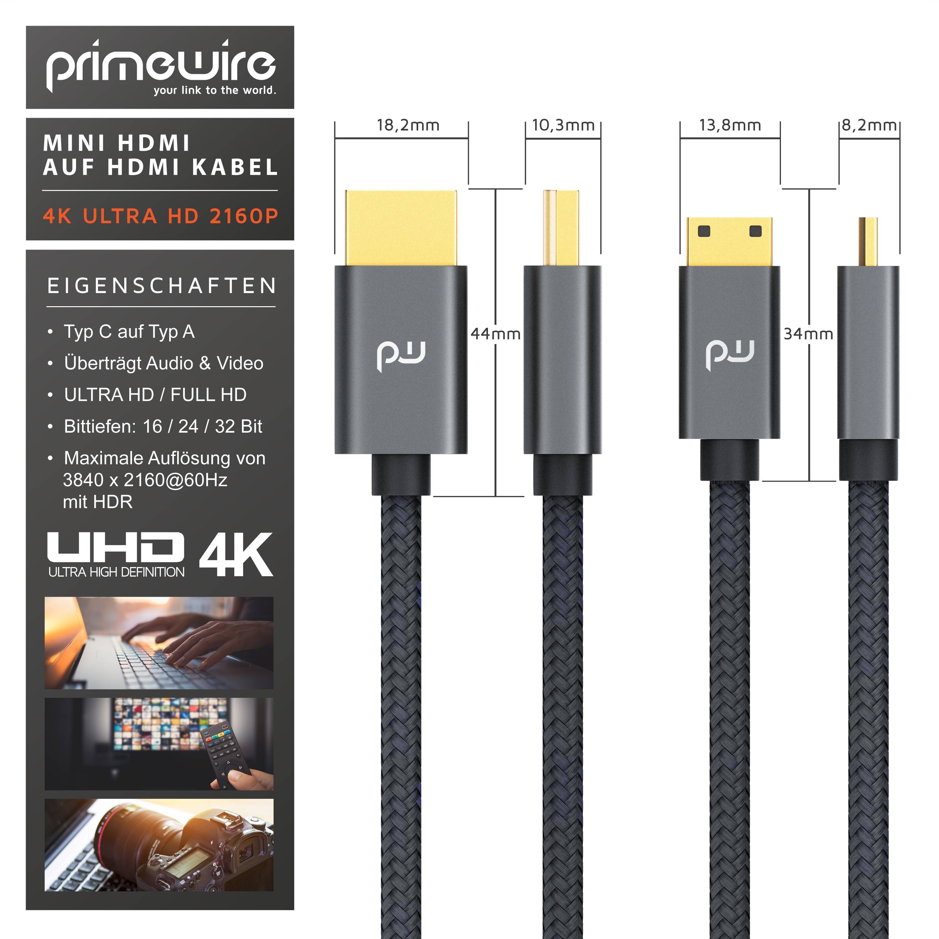 Primewire 8K HDMI auf Mini HDMI Adapterkabel 2.1, 4K 3840 x 2160 @ 60 Hz - 2m