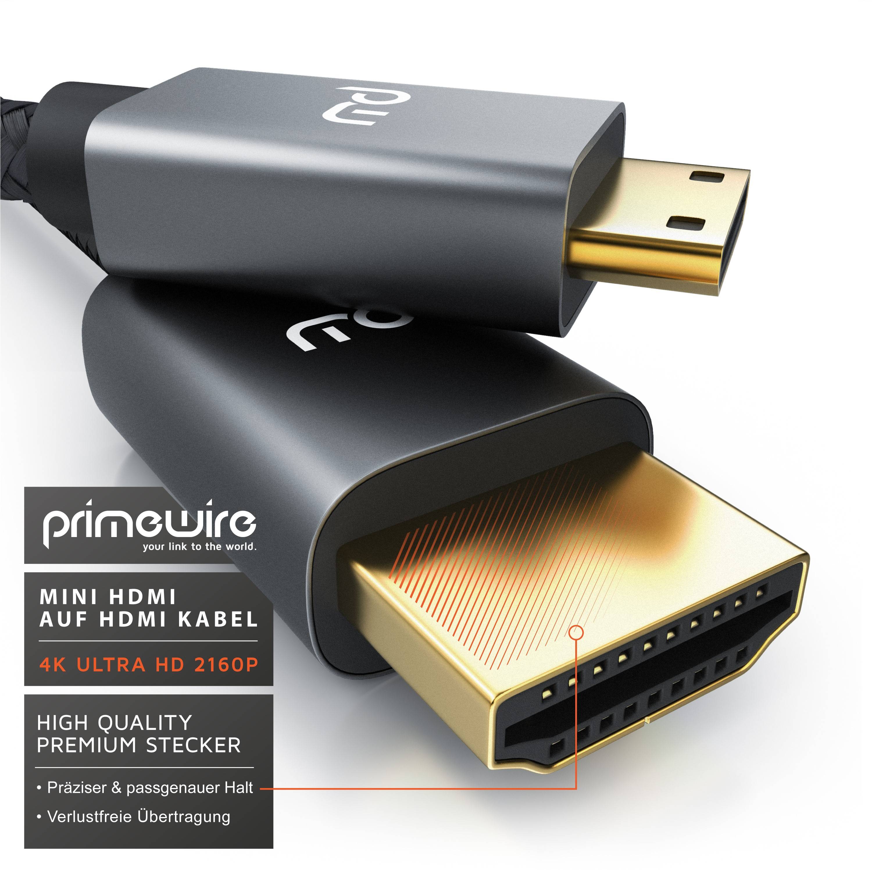 Primewire 8K HDMI auf Mini HDMI Adapterkabel 2.1, 4K 3840 x 2160 @ 60 Hz - 2m