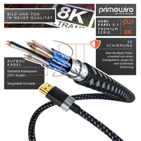 Primewire - 3m High Speed 8K HDMI Kabel 2.1, Ethernet ARC 3D 4K Ultra HD 7680x4320 @ 120 Hz HDTV Full HD, Schwarz/Silber Primewire - 3m High Speed 8K HDMI Kabel 2.1, Ethernet ARC 3D 4K Ultra HD 7680x4320 @ 120 Hz HDTV Full HD, Schwarz/Silber