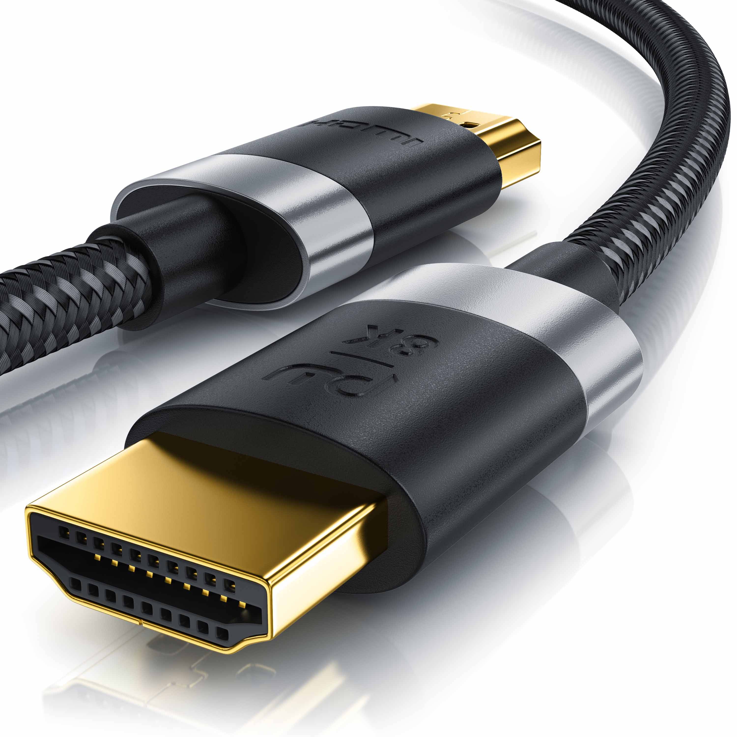 Primewire - 1,5m High Speed 8K HDMI Kabel 2.1, Ethernet 3D 4K Ultra HD 7680x4320 @ 120 Hz HDTV Full HD, Schwarz/Silber