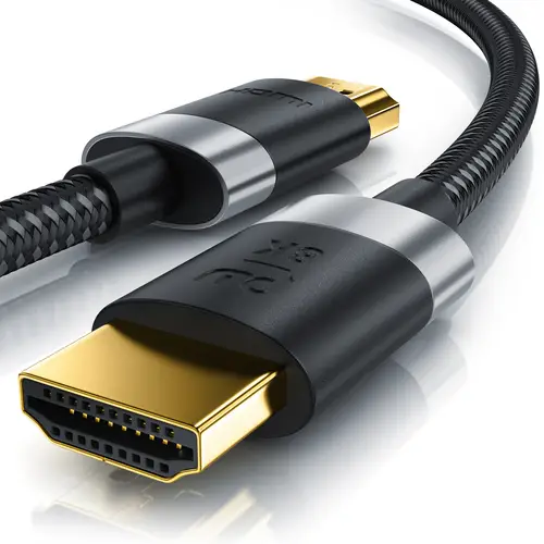 Primewire - 3m High Speed 8K HDMI Kabel 2.1, Ethernet ARC 3D 4K Ultra HD 7680x4320 @ 120 Hz HDTV Full HD, Schwarz/Silber Primewire - 3m High Speed 8K HDMI Kabel 2.1, Ethernet ARC 3D 4K Ultra HD 7680x4320 @ 120 Hz HDTV Full HD, Schwarz/Silber