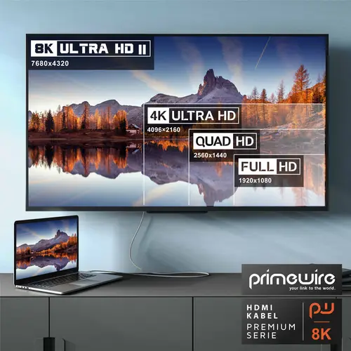 Primewire - 5m High Speed 8K HDMI Kabel 2.1, Ethernet ARC 3D 4K Ultra HD 7680x4320 @ 120 Hz HDTV Full HD, Weiß/Silber Primewire - 5m High Speed 8K HDMI Kabel 2.1, Ethernet ARC 3D 4K Ultra HD 7680x4320 @ 120 Hz HDTV Full HD, Weiß/Silber