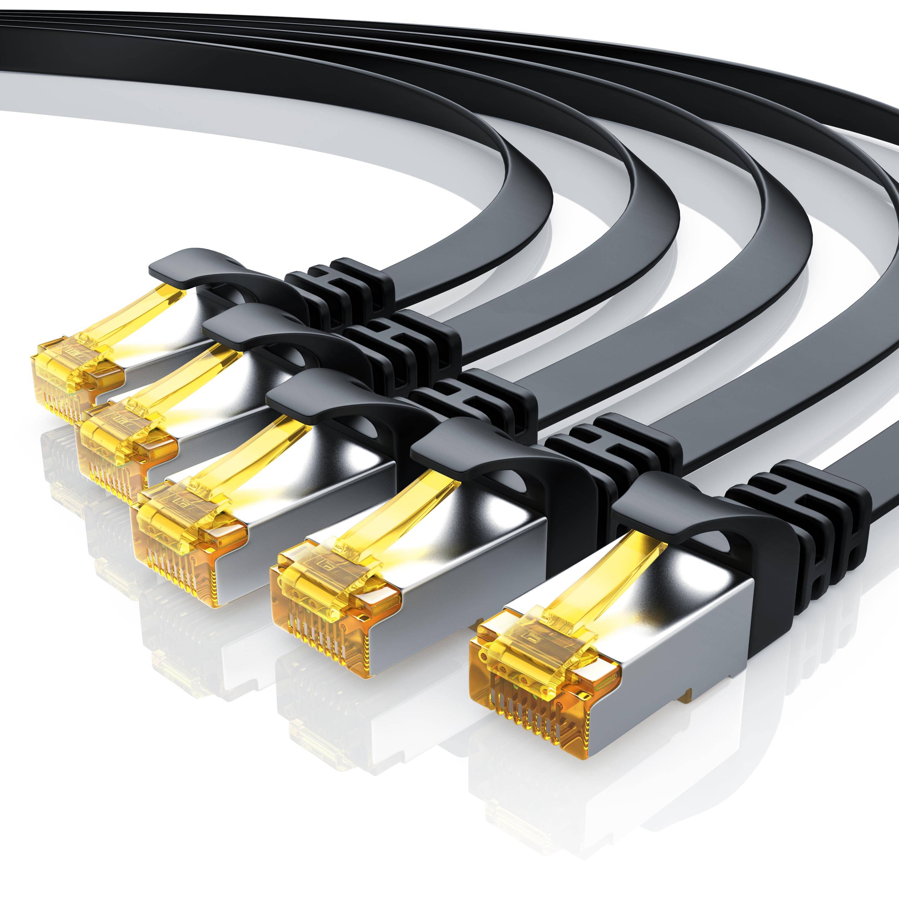 Primewire LAN-Kabel CAT.7, RJ-45 (Ethernet), CAT 7 Flachband U/FTP Gigabit Netzwerkkabel 10 Gbit/s Patchkabel - 2m