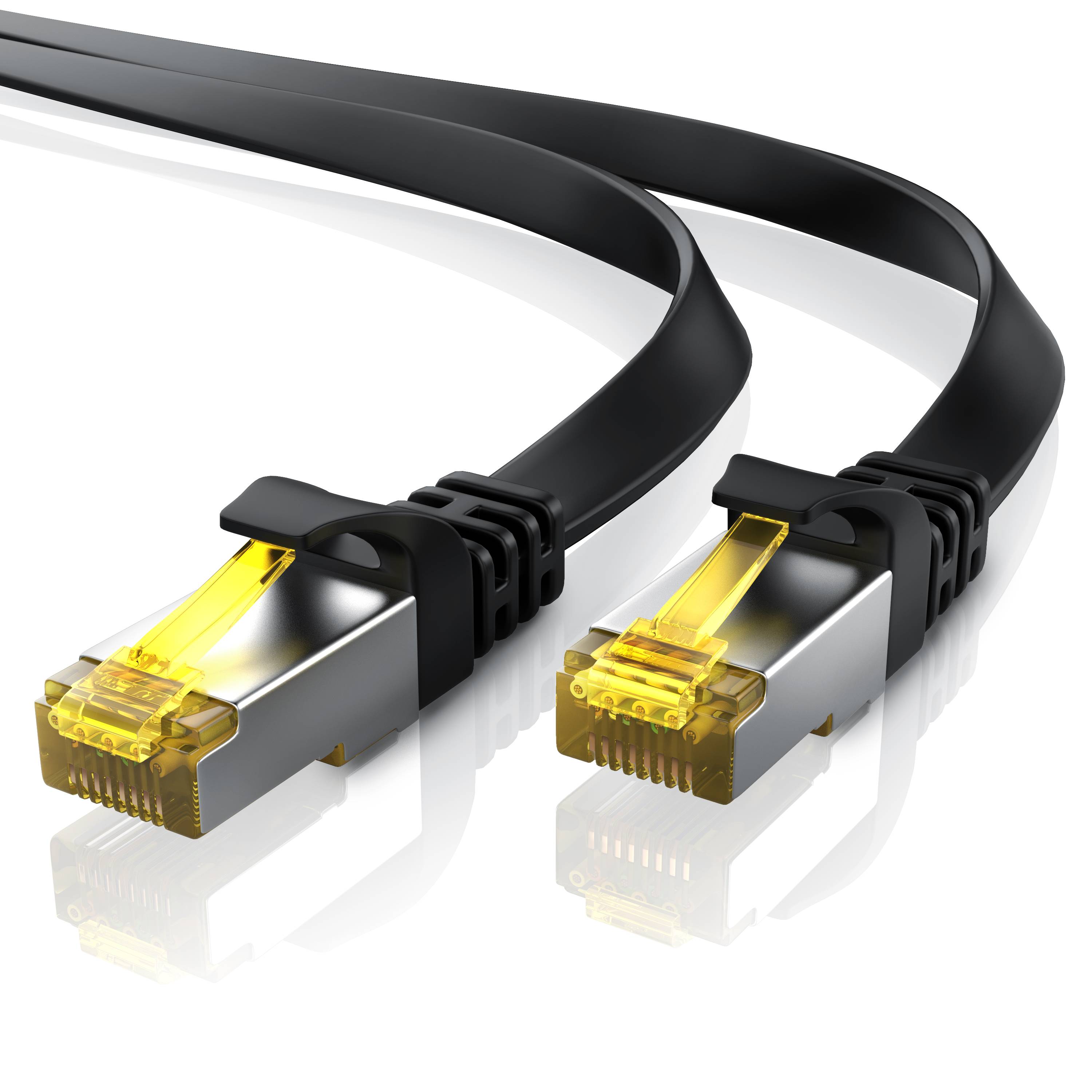 Primewire LAN-Kabel CAT.7, RJ-45 (Ethernet), CAT 7 Flachband U/FTP Gigabit Netzwerkkabel 10 Gbit/s Patchkabel - 15m