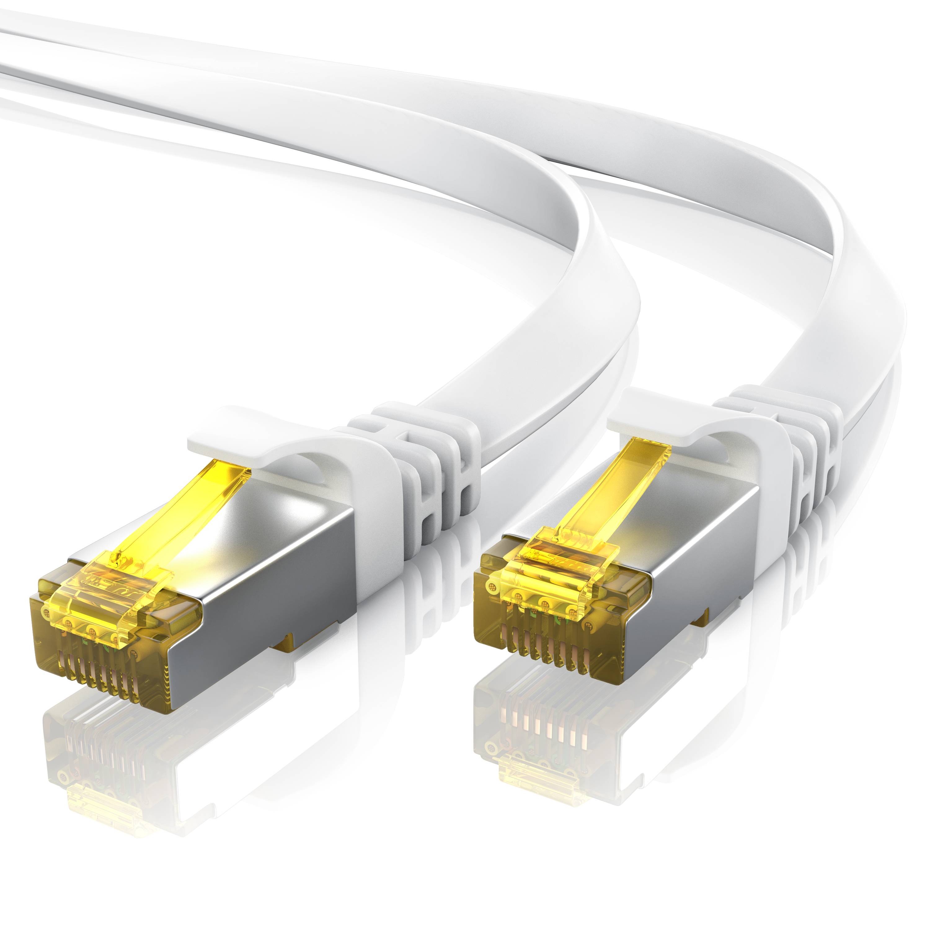 Primewire 5x LAN-Kabel CAT.7, RJ-45 (Ethernet), CAT 7 Flachband U/FTP Gigabit Netzwerkkabel 10 Gbit/s Patchkabel - 0,25m