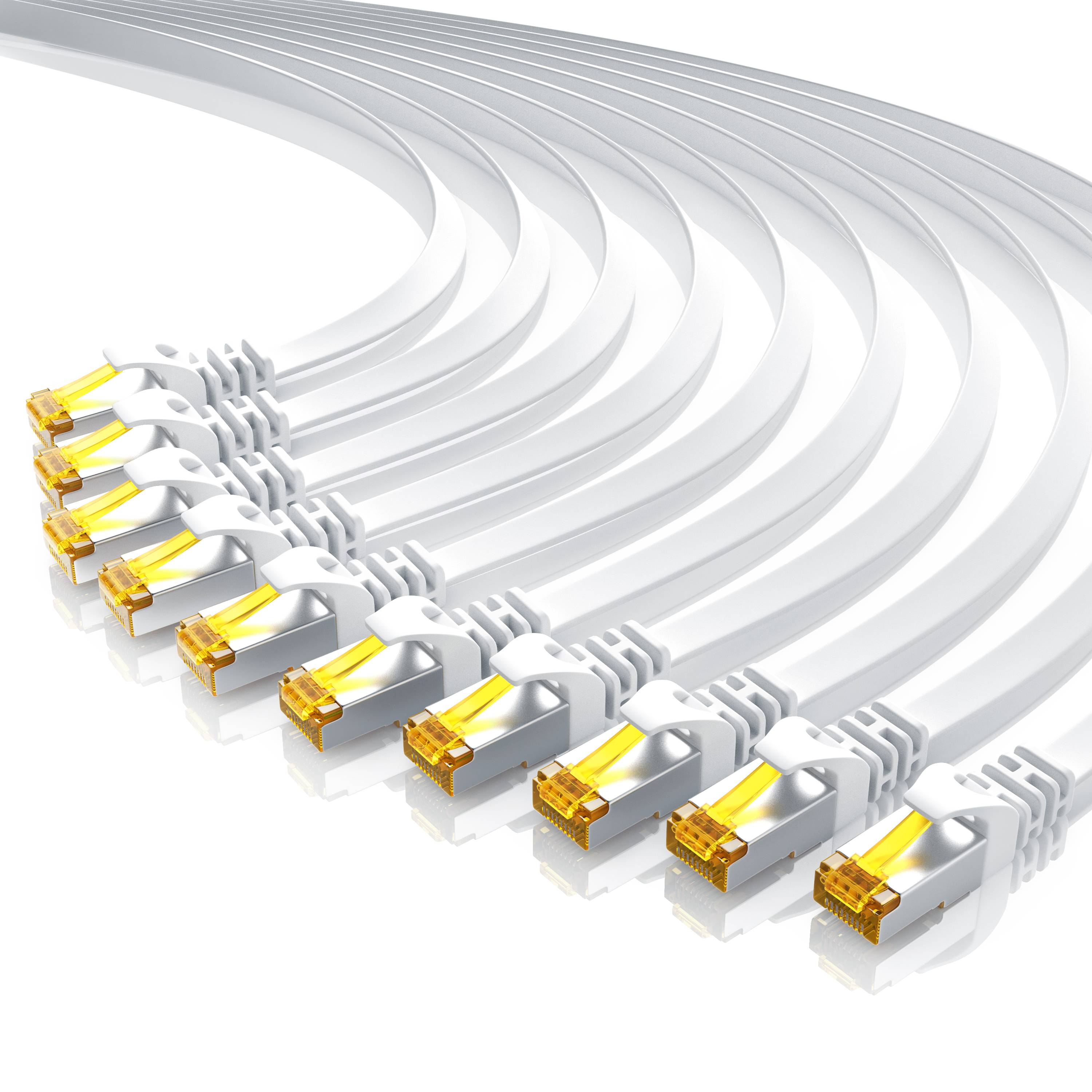 Primewire LAN-Kabel CAT.7, RJ-45 (Ethernet), CAT 7 Flachband U/FTP Gigabit Netzwerkkabel 10 Gbit/s Patchkabel - 15m