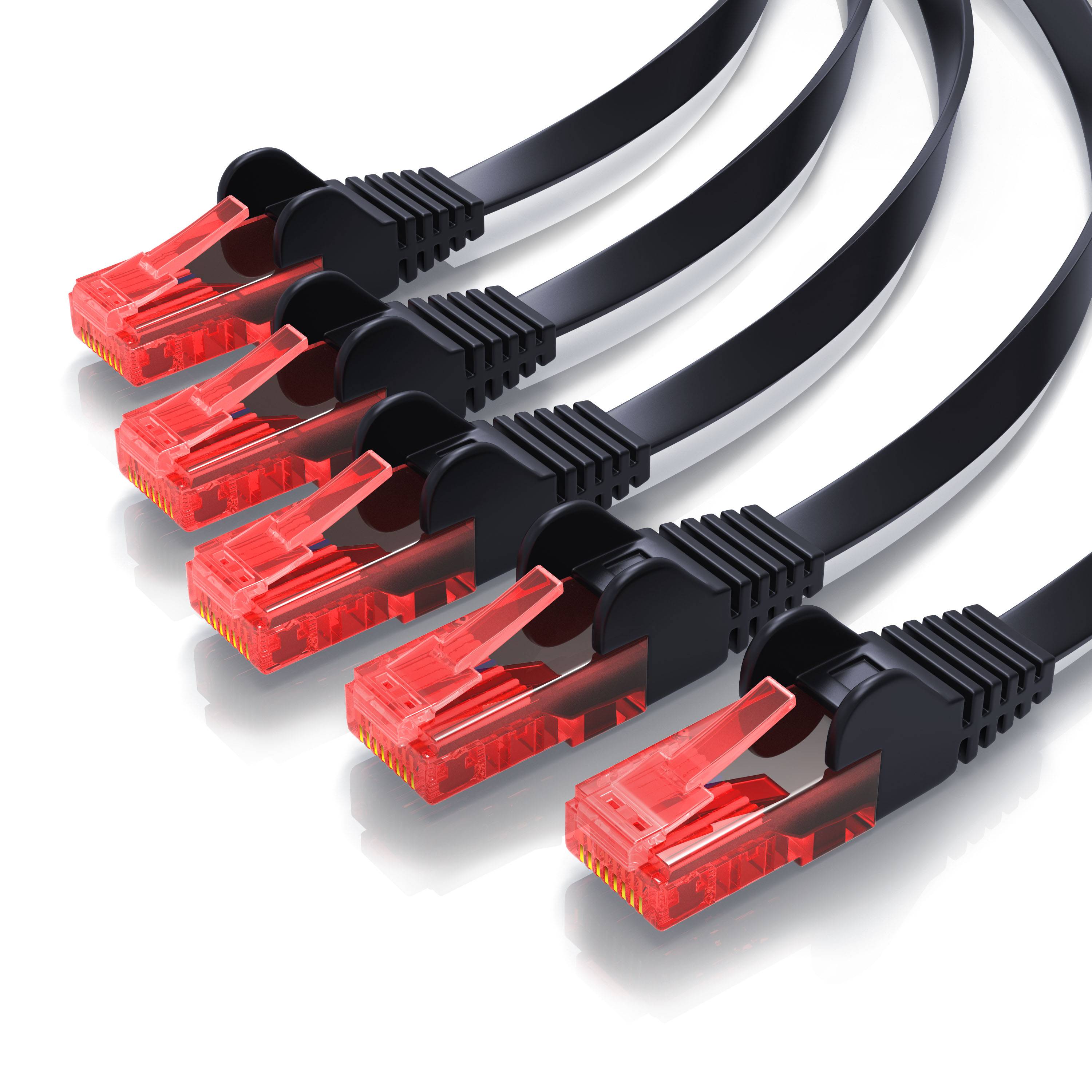 CSL Cat 6 Flachband LAN Kabel, UTP Schimung, Gigabit 1000 Mbit/s, Patchkabel Flachkabel, Netzwerkkabel - 10m