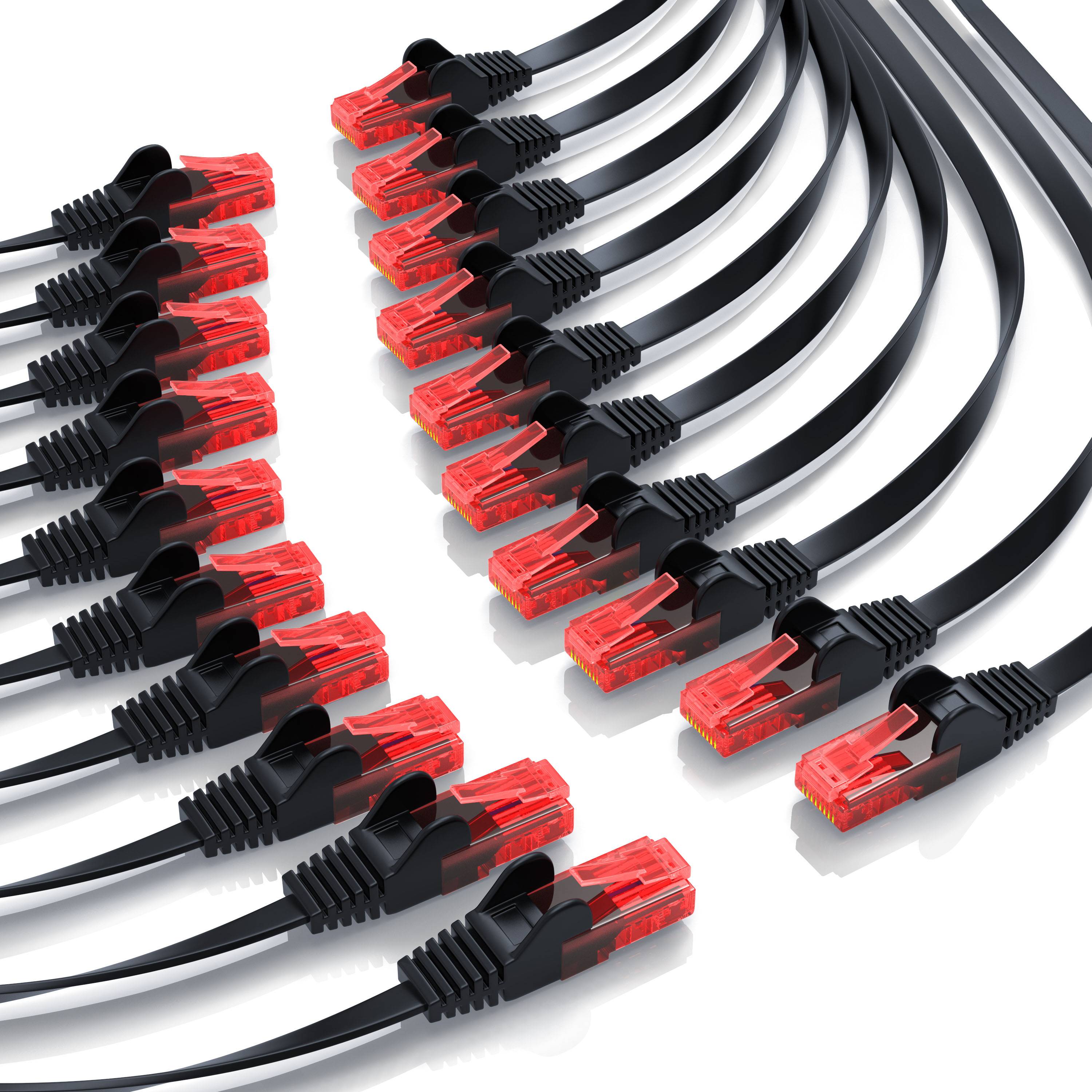 CSL Cat 6 Flachband LAN Kabel, UTP Schimung, Gigabit 1000 Mbit/s, Patchkabel Flachkabel, Netzwerkkabel - 1m