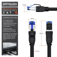 Primewire Patchkabel CAT 8, Gigabit Ethernet LAN Kabel, 40 Gbit/s S/FTP PIMF, Netzwerkkabel mit Baumwollmantel - 25m Primewire Patchkabel CAT 8, Gigabit Ethernet LAN Kabel, 40 Gbit/s S/FTP PIMF, Netzwerkkabel mit Baumwollmantel - 25m