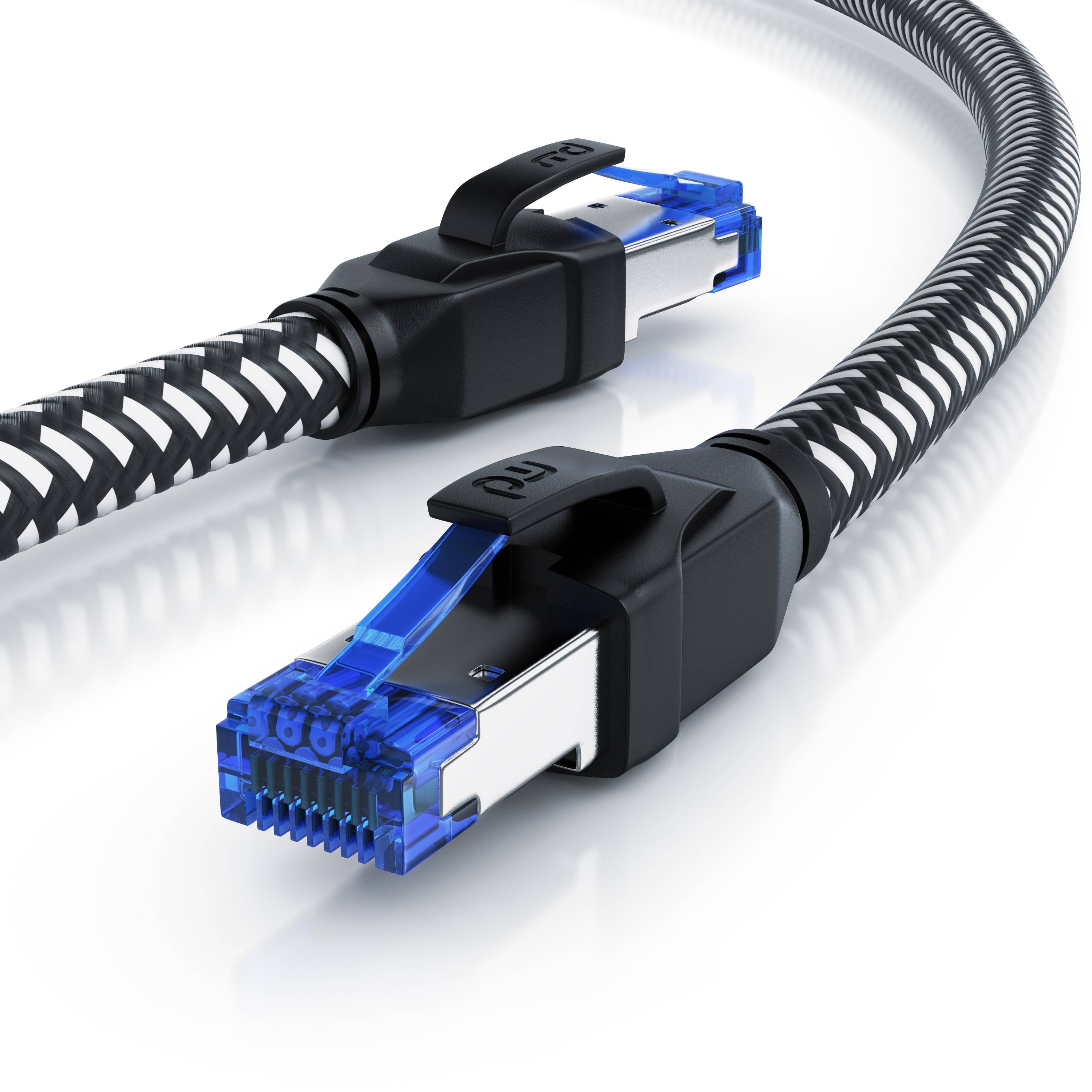 Primewire Patchkabel CAT 8, Gigabit Ethernet LAN Kabel, 40 Gbit/s S/FTP PIMF, Netzwerkkabel mit Baumwollmantel - 1m
