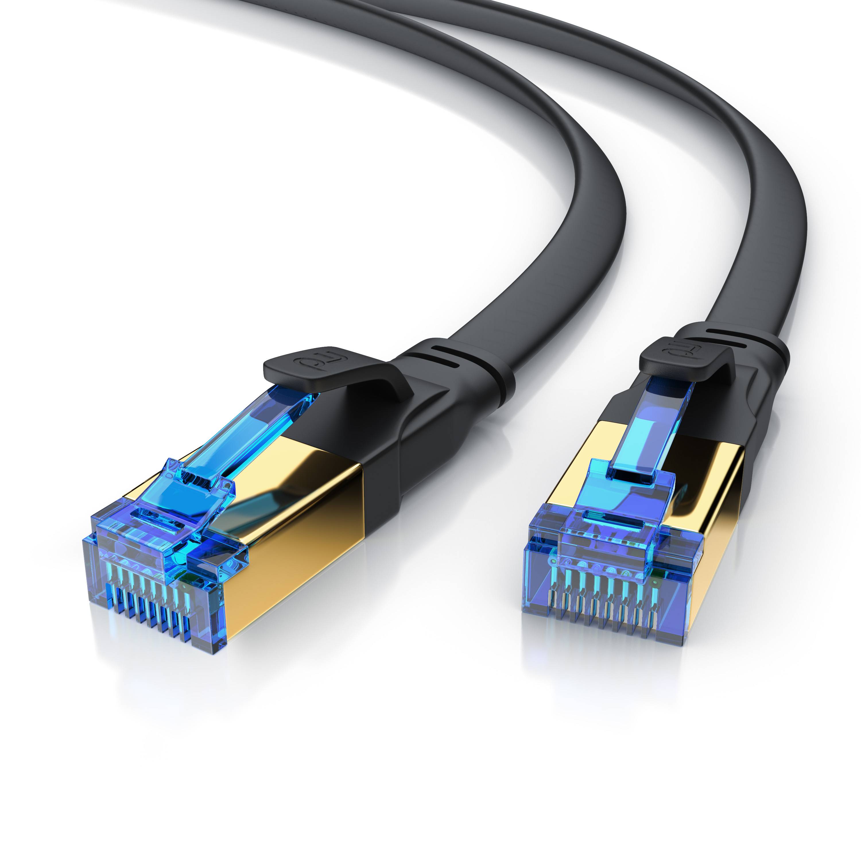 Primewire Flachbandpatchkabel CAT 8, Gigabit Ethernet LAN Kabel, 40 Gbit/s U/FTP PIMF Schirmung, Netzwerkkabel - 15m