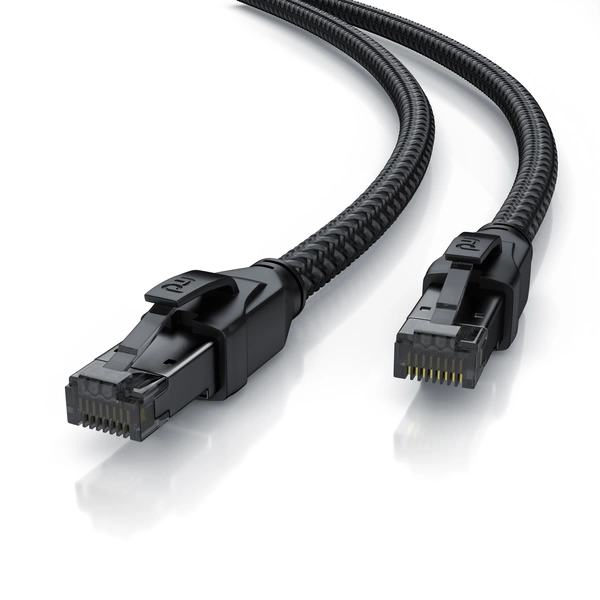 Primewire Patchkabel CAT 8 mit Baumwollmantel, Gigabit Ethernet LAN Kabel, 40 Gbit/s S/FTP PIMF Netzwerkkabel - 7,5m Primewire Patchkabel CAT 8 mit Baumwollmantel, Gigabit Ethernet LAN Kabel, 40 Gbit/s S/FTP PIMF Netzwerkkabel - 7,5m
