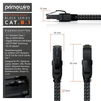 Primewire Patchkabel CAT 8 mit Baumwollmantel, Gigabit Ethernet LAN Kabel, 40 Gbit/s S/FTP PIMF Netzwerkkabel - 3m Primewire Patchkabel CAT 8 mit Baumwollmantel, Gigabit Ethernet LAN Kabel, 40 Gbit/s S/FTP PIMF Netzwerkkabel - 3m