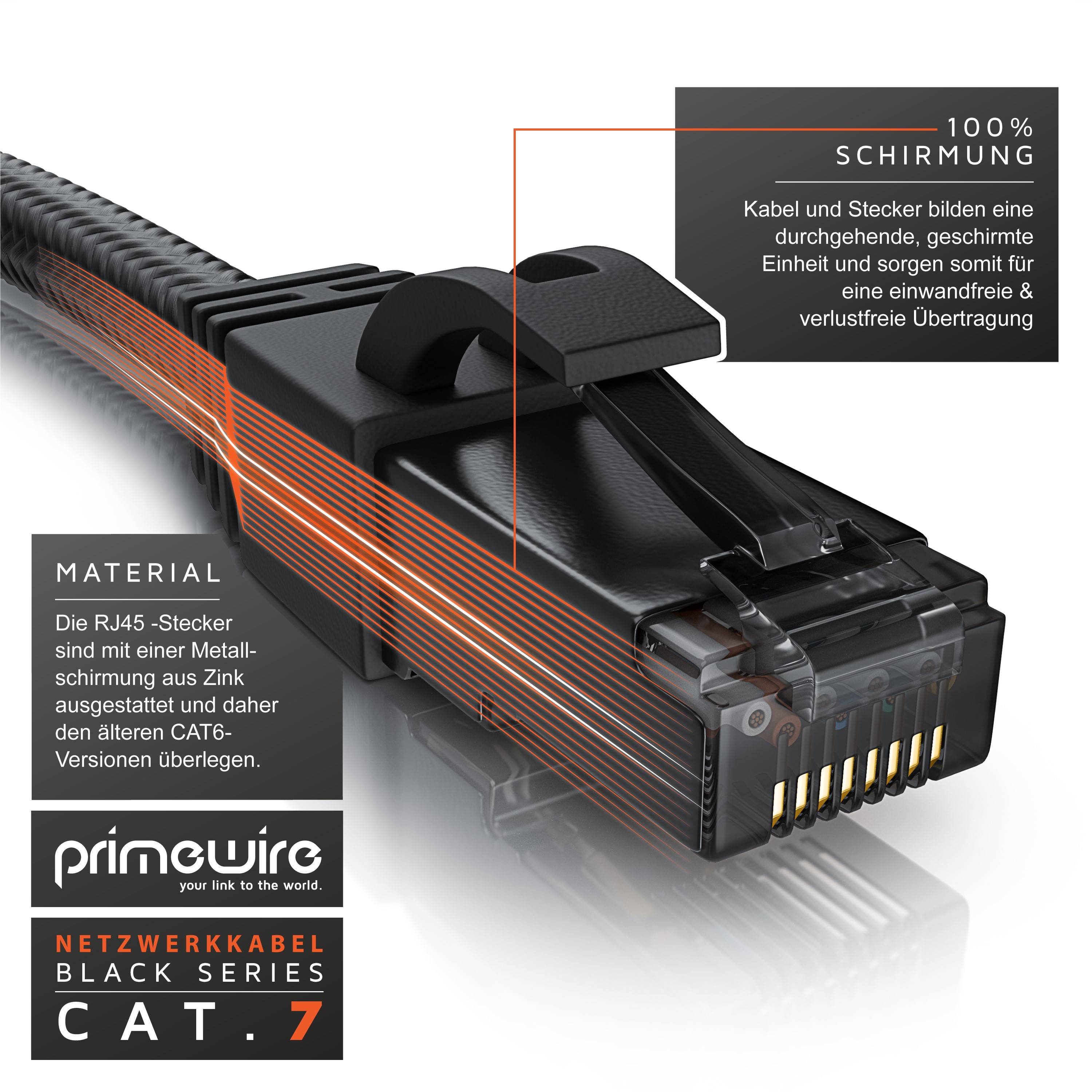 Primewire Patchkabel CAT 7 mit Baumwollmantel, Gigabit Ethernet LAN Kabel, 10 Gbit/s S/FTP PIMF, Netzwerkkabel - 3m
