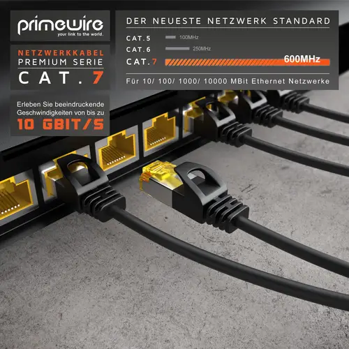Primewire Ultra Slim Patchkabel Cat 7, LAN Ethernet Gigabit Kabel, 10000 Mbit U/FTP PIMF Schirmung, Netzwerkkabel - 7,5m Primewire Ultra Slim Patchkabel Cat 7, LAN Ethernet Gigabit Kabel, 10000 Mbit U/FTP PIMF Schirmung, Netzwerkkabel - 7,5m