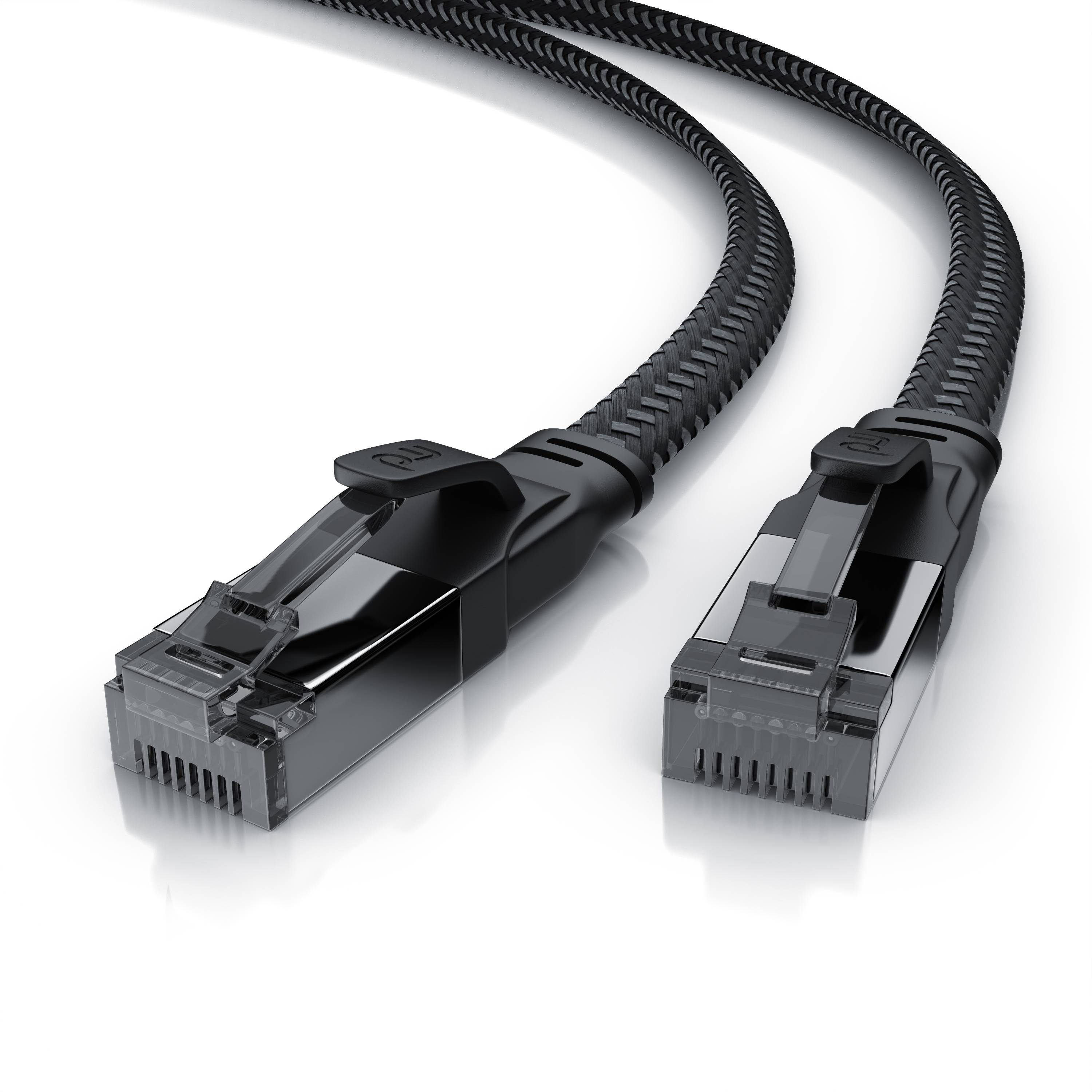 Primewire CAT 8.1 Netzwerkkabel Flach 40 Gbits, LAN Kabel Patchkabel, Gigabit RJ45 Ethernet, Flachbandkabel - 0,5m