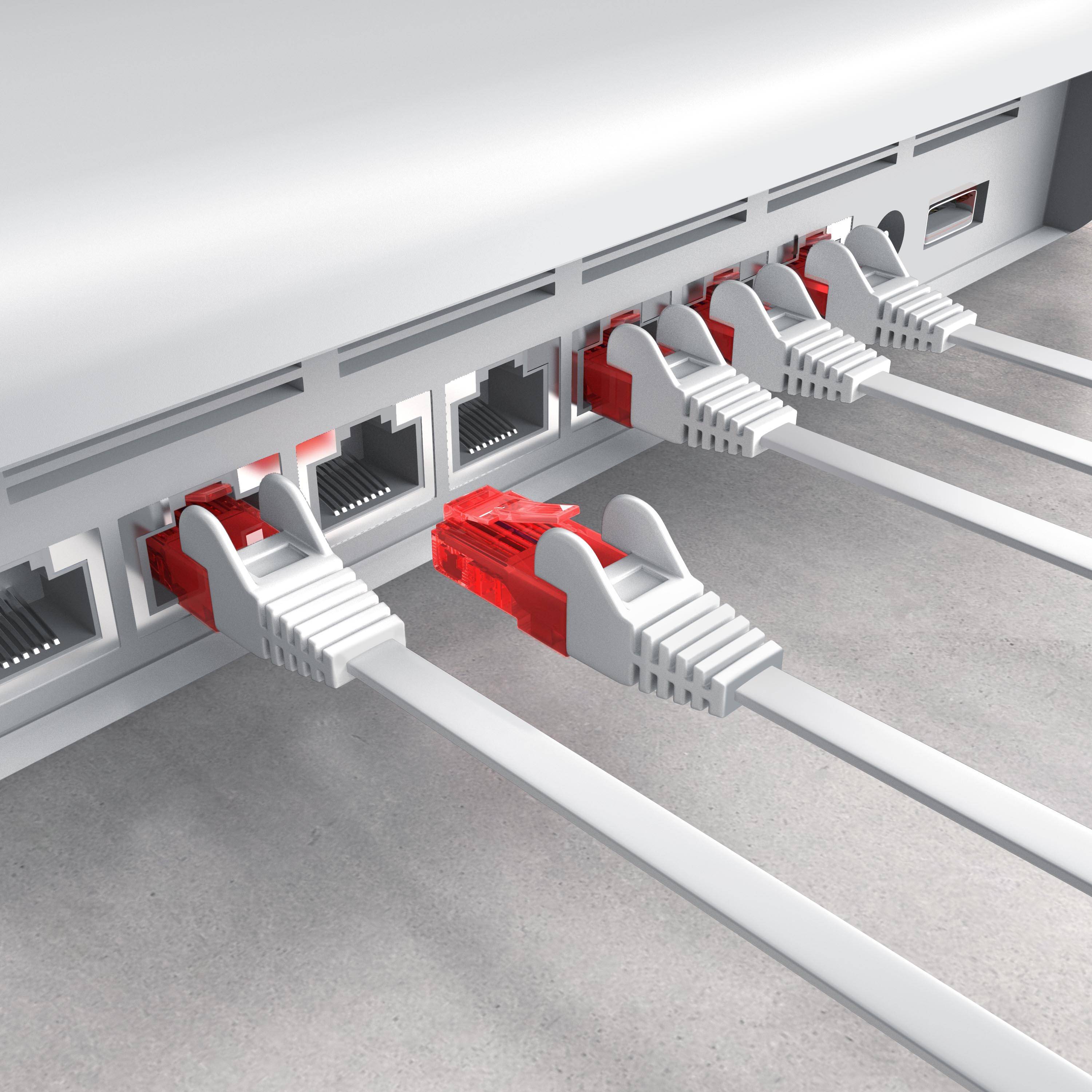 CSL Cat 6 Flachband LAN Kabel, UTP Schimung, Gigabit 1000 Mbit/s, Patchkabel Flachkabel, Netzwerkkabel - 15m