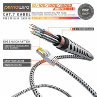 Primewire Patchkabel CAT 7 Rohkabel mit Braiding, Gigabit Ethernet LAN Kabel 10 Gbit/s S/FTP PIMF, Netzwerkkabel - 20m Primewire Patchkabel CAT 7 Rohkabel mit Braiding, Gigabit Ethernet LAN Kabel 10 Gbit/s S/FTP PIMF, Netzwerkkabel - 20m
